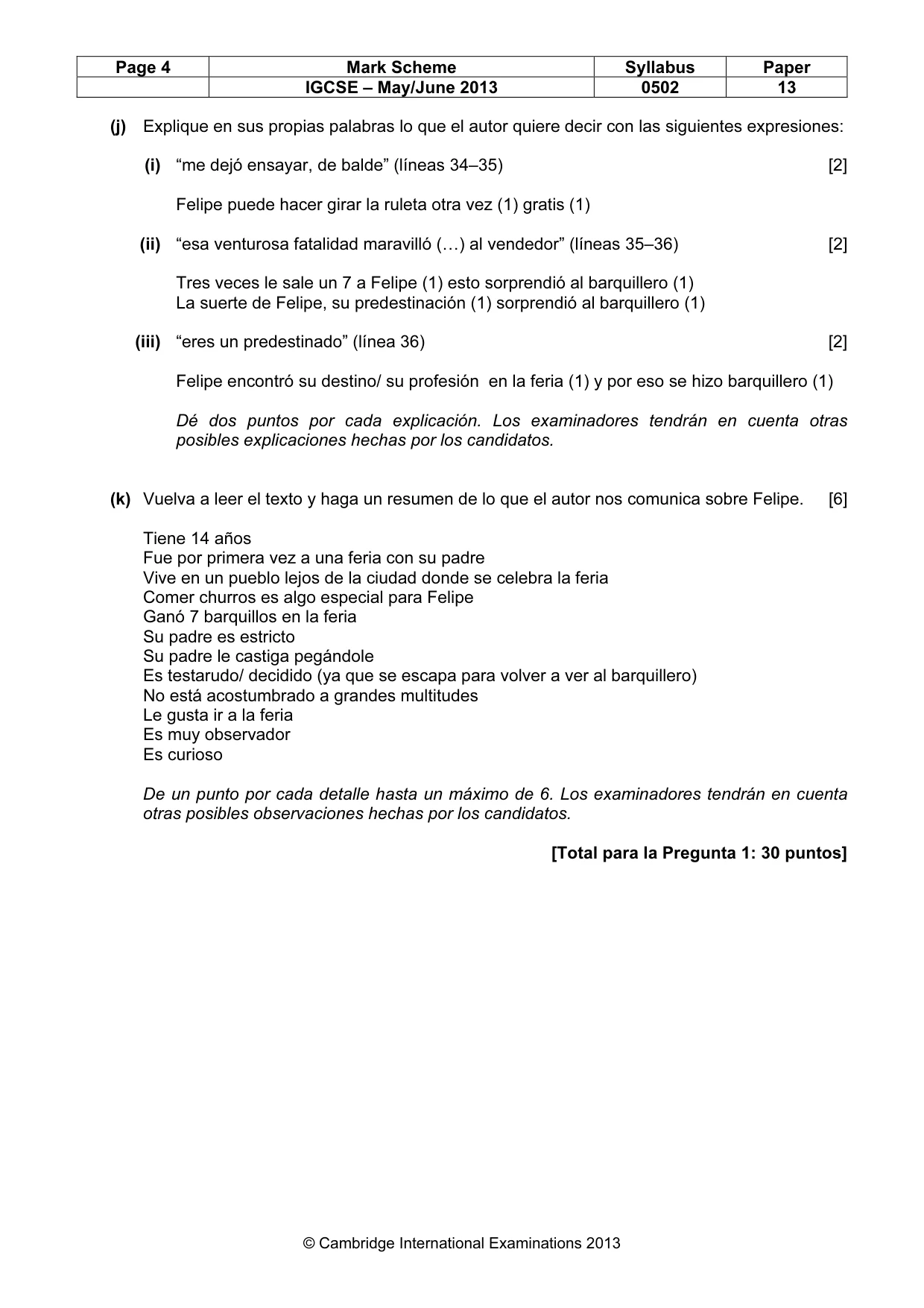 Mark scheme, page 4 of 6