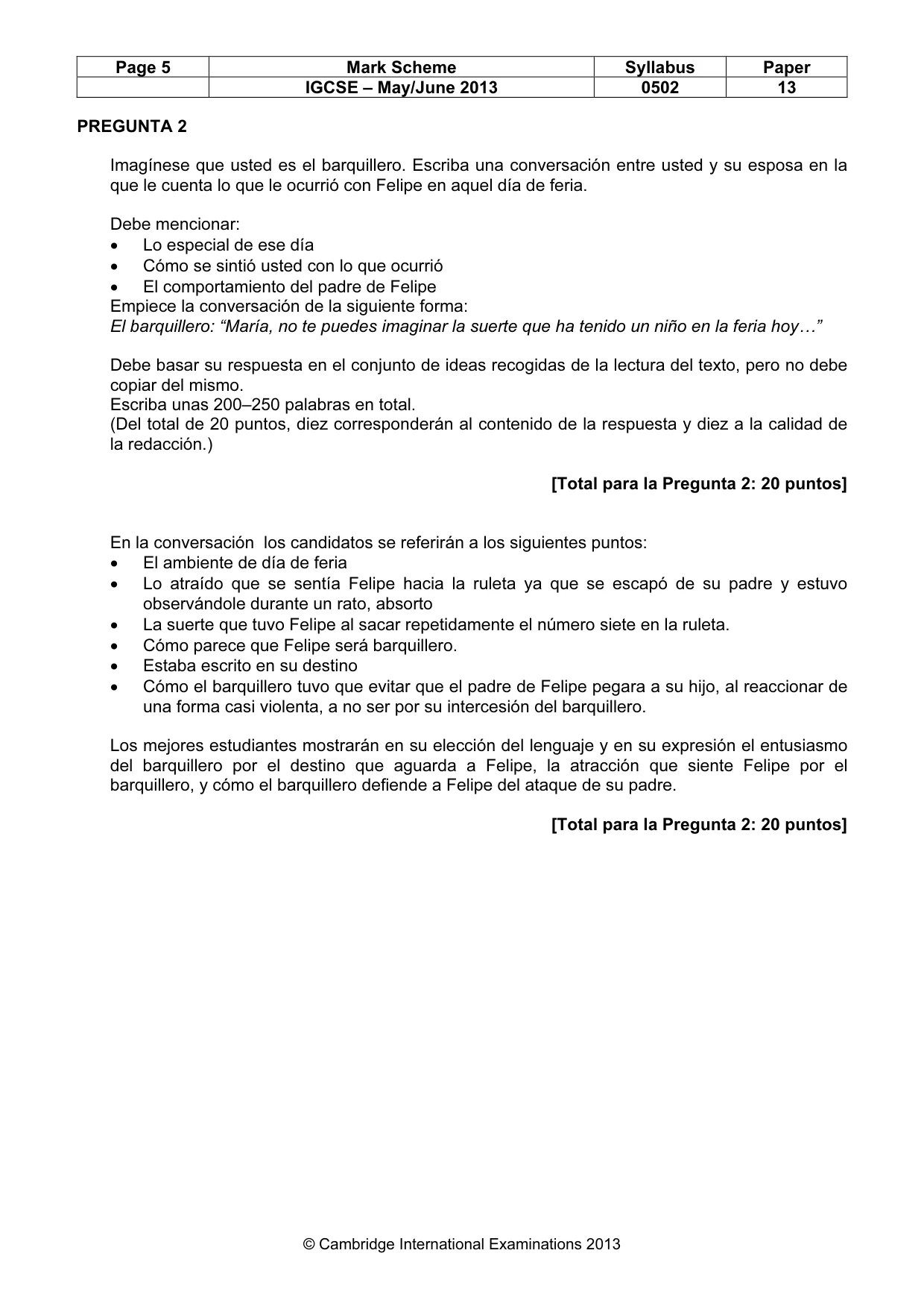 Mark scheme, page 5 of 6