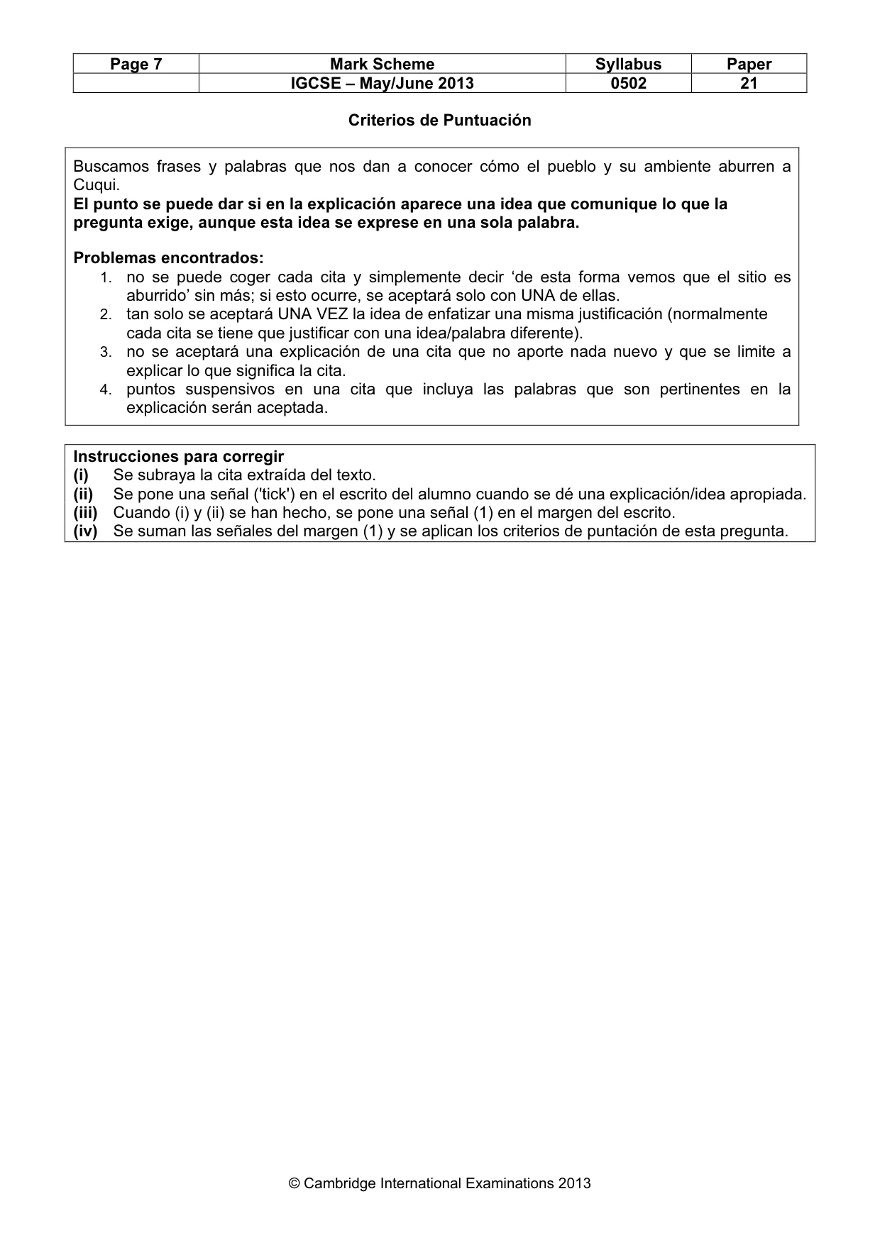 Mark scheme, page 7 of 10