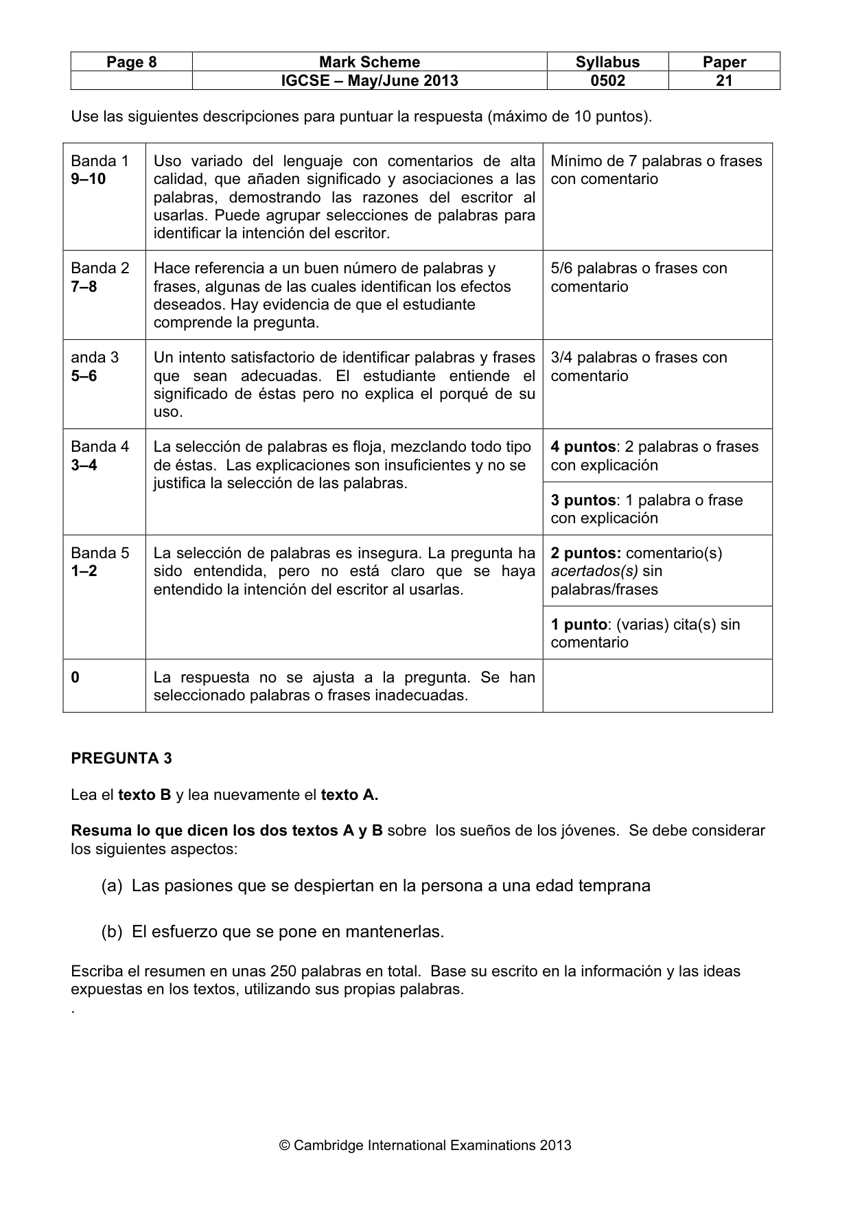 Mark scheme, page 8 of 10