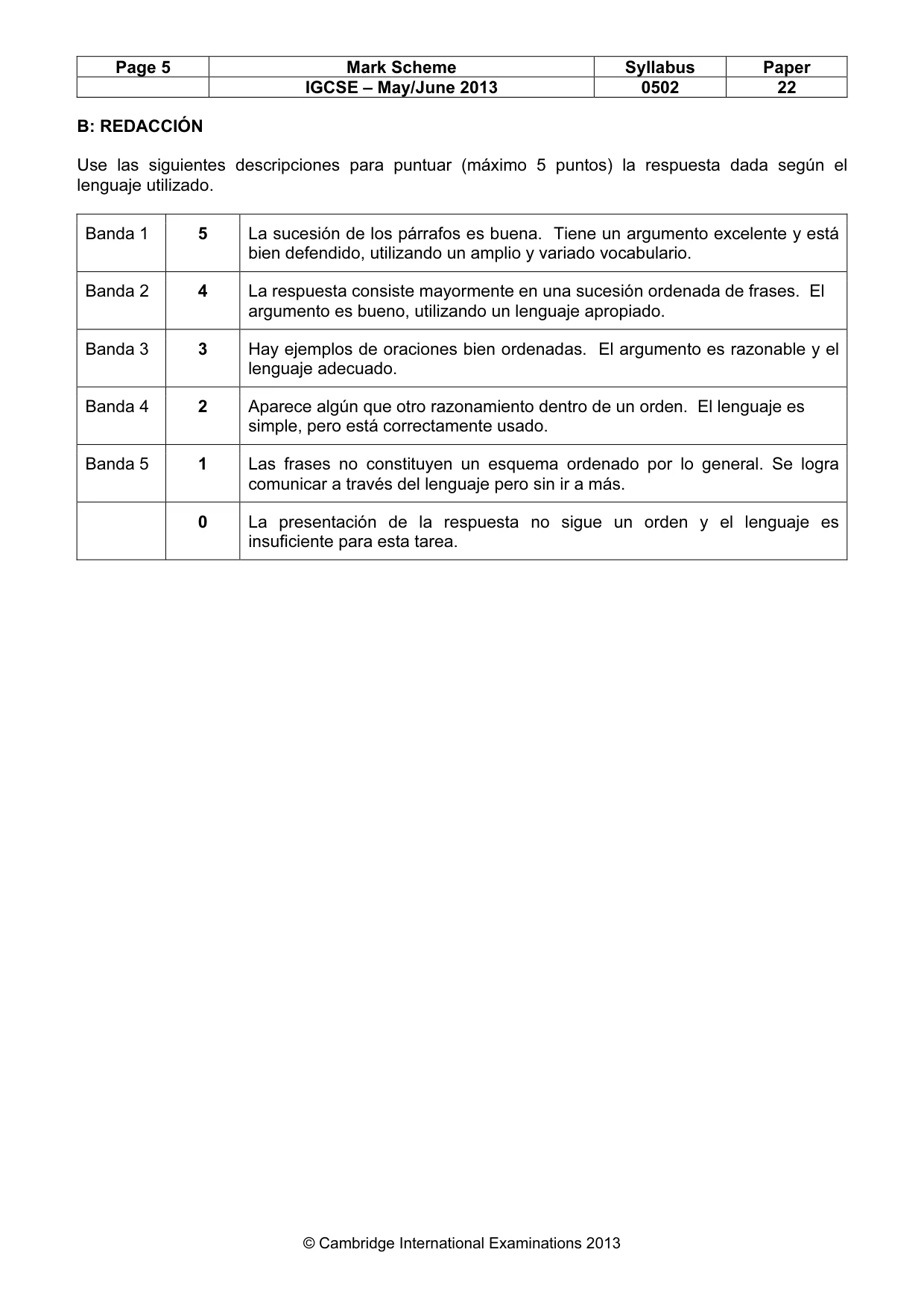 Mark scheme, page 5 of 10