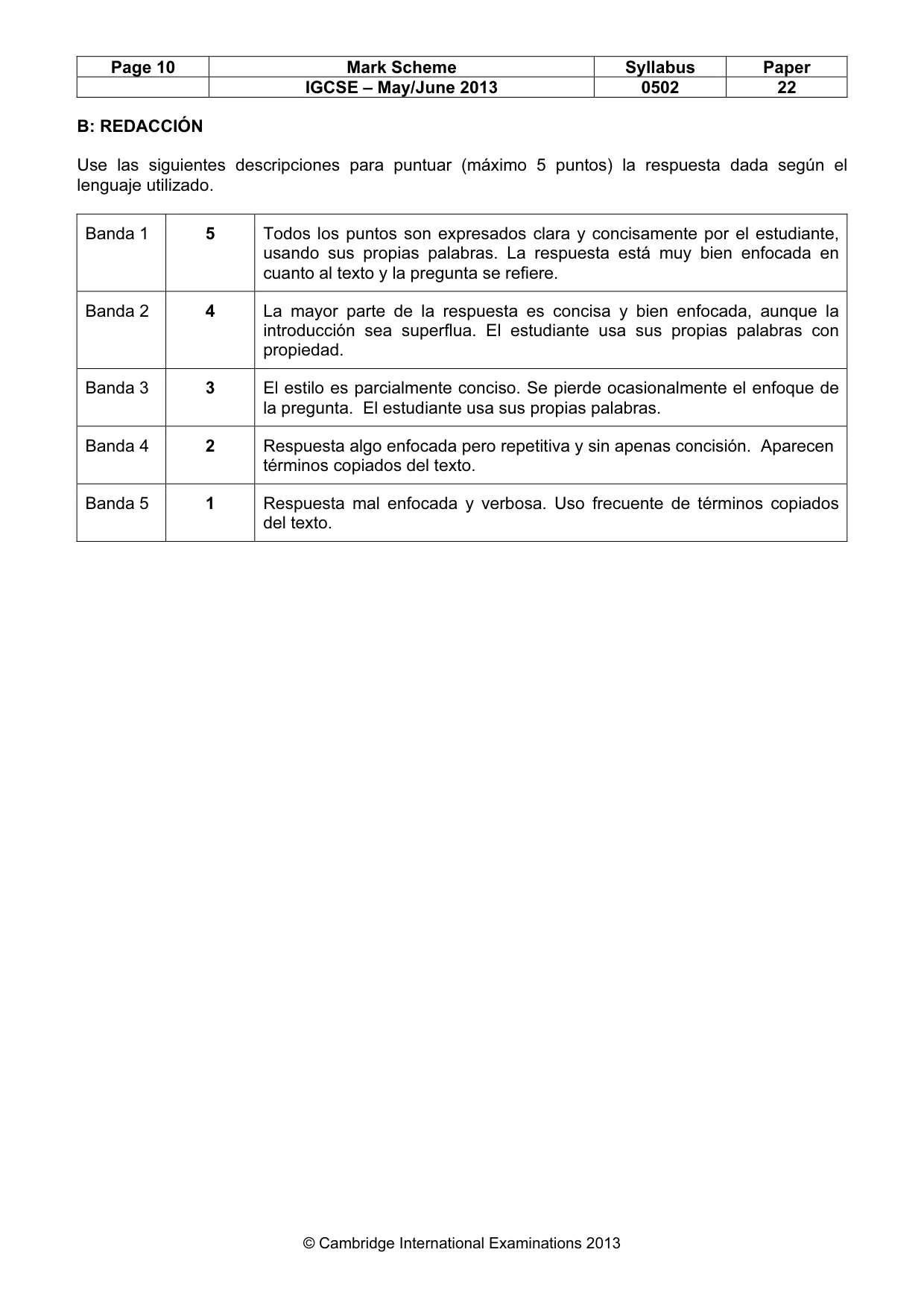 Mark scheme, page 10 of 10
