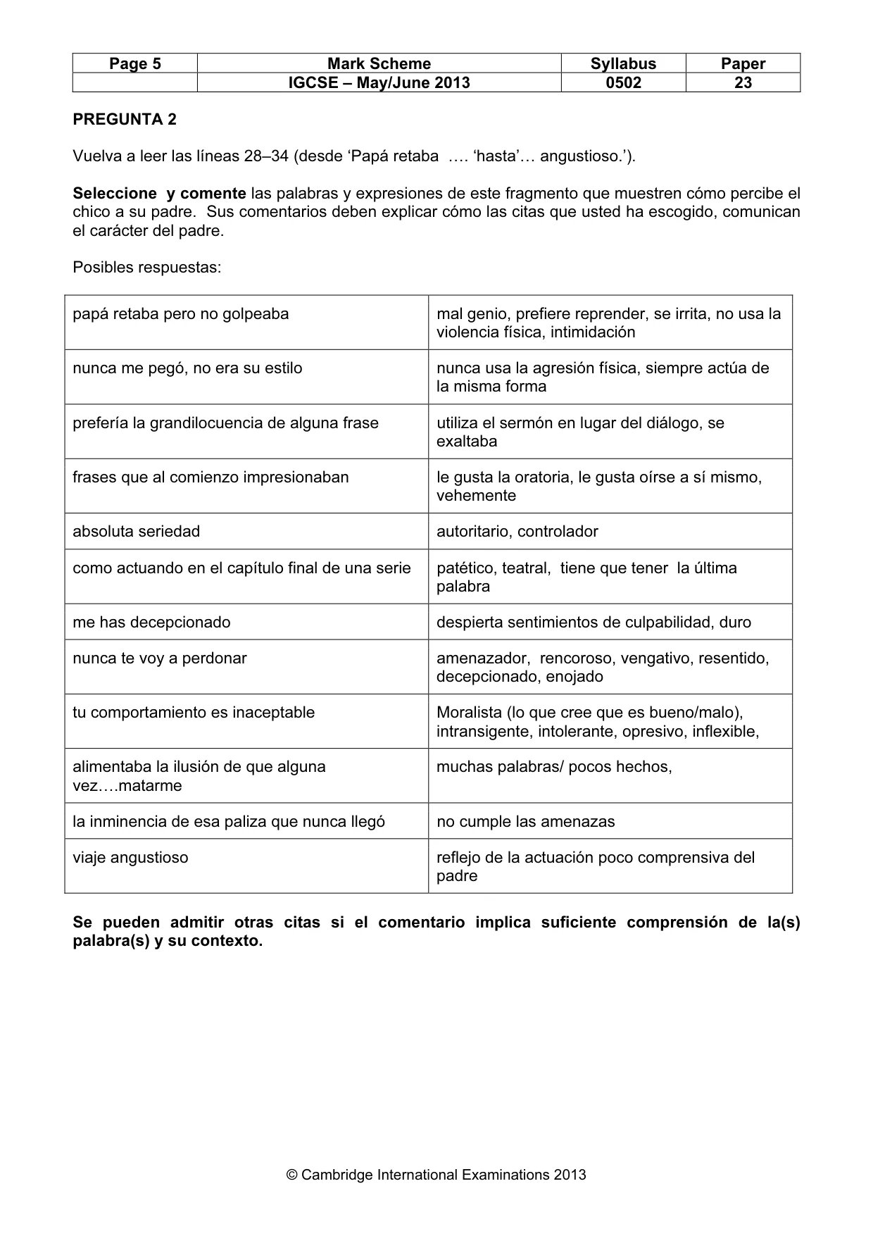 Mark scheme, page 5 of 10