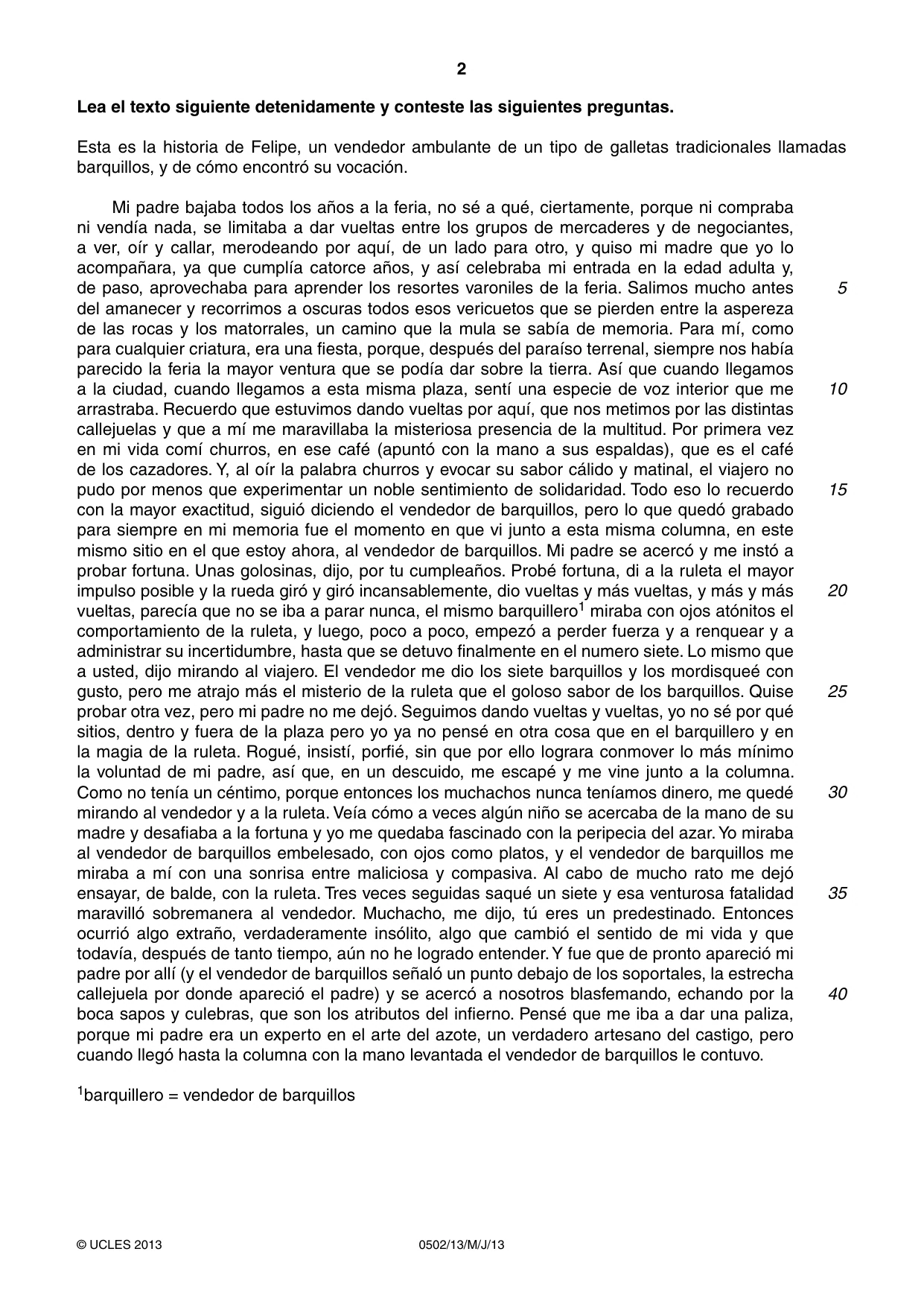 Cambridge IGCSE Spanish - First Language 0502 2013 May/June Paper 1 · Variant 3 question paper, page 2 of 4