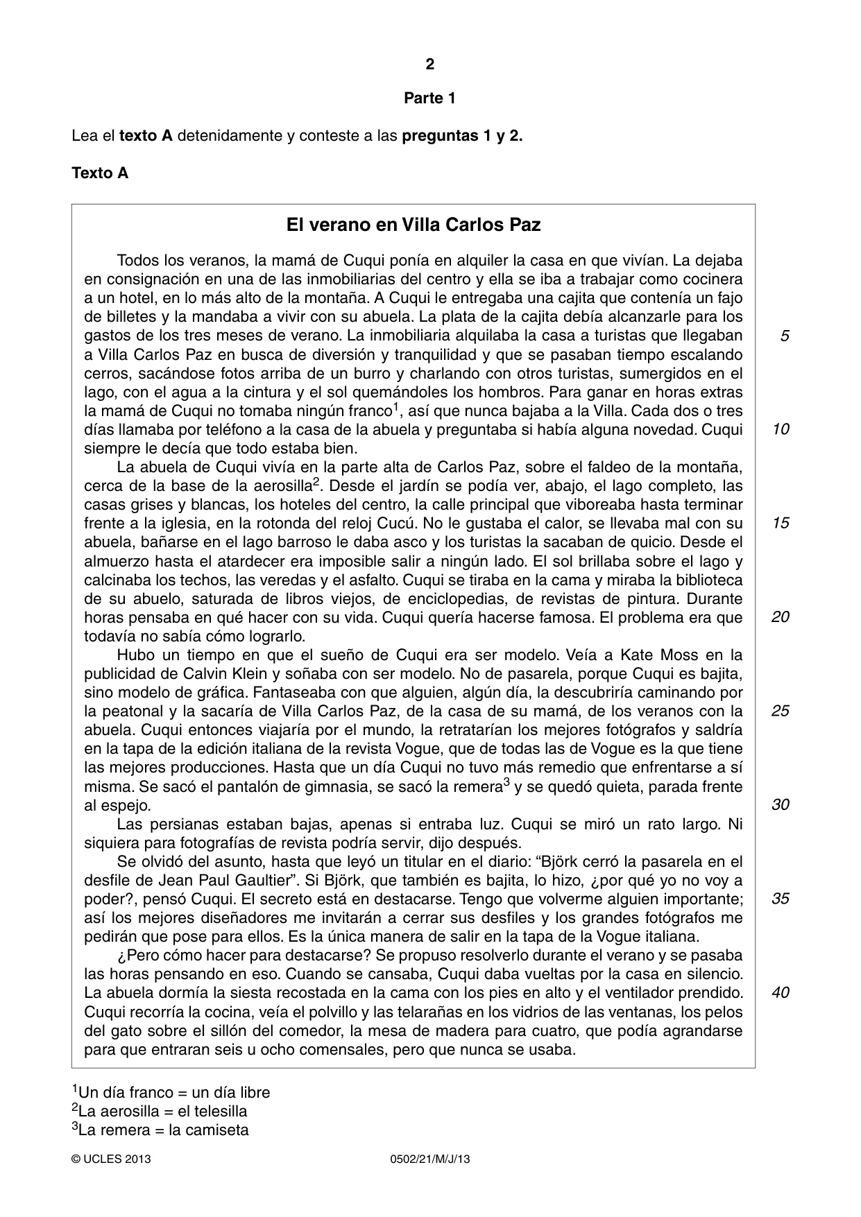 Cambridge IGCSE Spanish - First Language 0502 2013 May/June Paper 2 · Variant 1 question paper, page 2 of 8