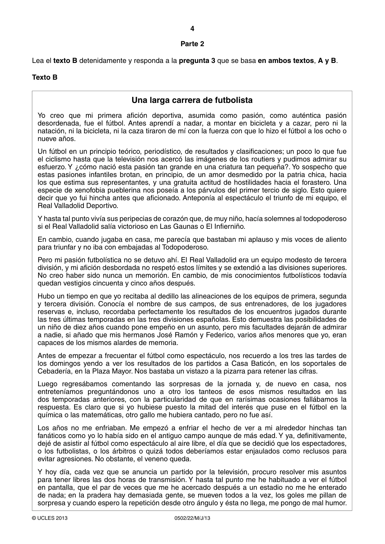 Cambridge IGCSE Spanish - First Language 0502 2013 May/June Paper 2 · Variant 2 question paper, page 4 of 8