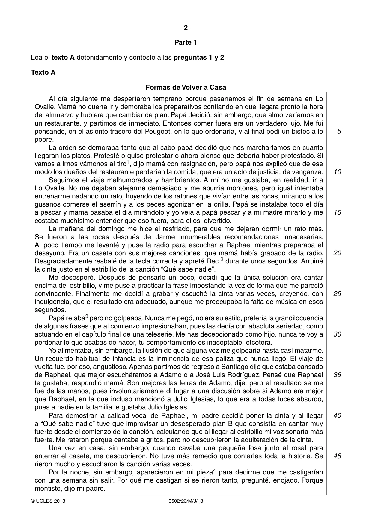 Cambridge IGCSE Spanish - First Language 0502 2013 May/June Paper 2 · Variant 3 question paper, page 2 of 8