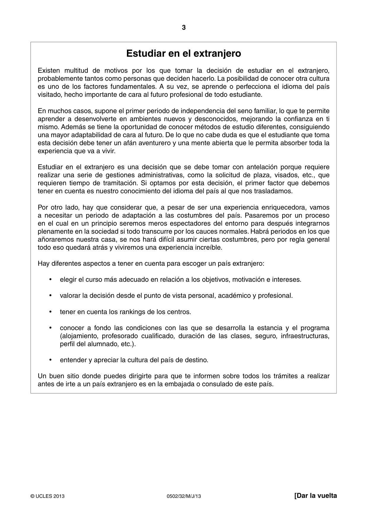 Cambridge IGCSE Spanish - First Language 0502 2013 May/June Paper 3 · Variant 2 question paper, page 3 of 4