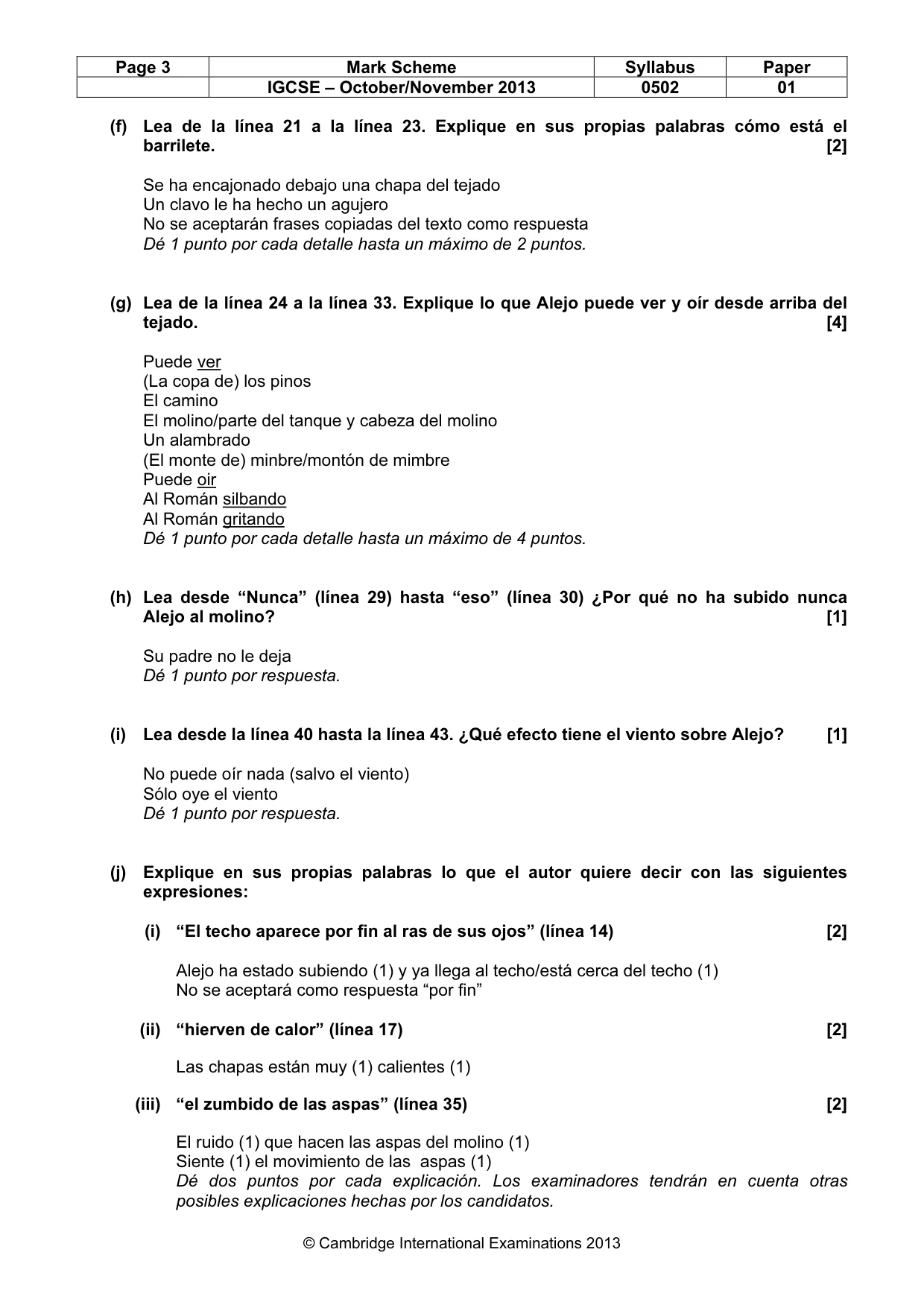 Mark scheme, page 3 of 6