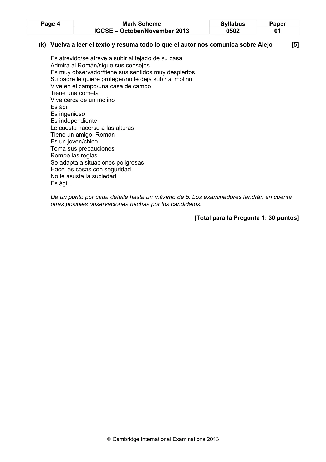 Mark scheme, page 4 of 6