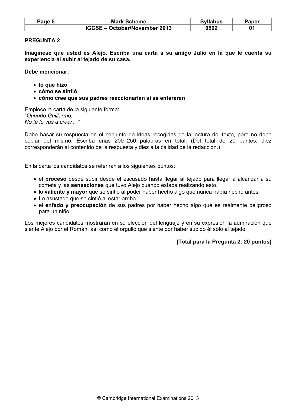 Mark scheme, page 5 of 6