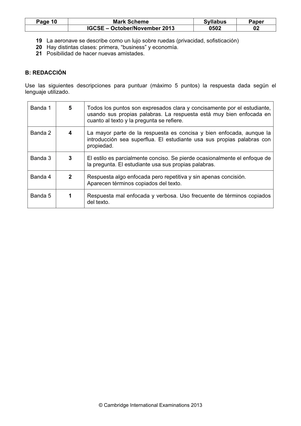 Mark scheme, page 10 of 10