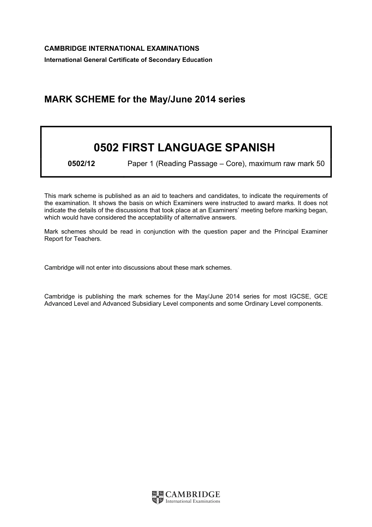 Mark scheme, page 1 of 6
