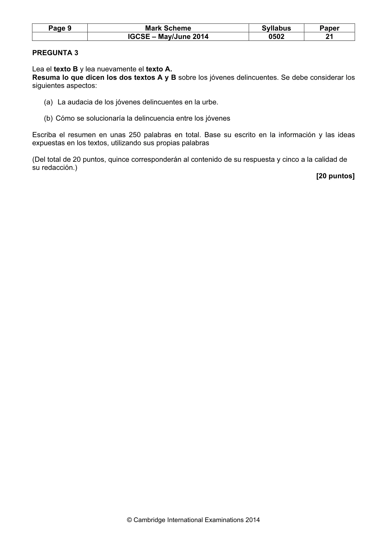 Mark scheme, page 9 of 11