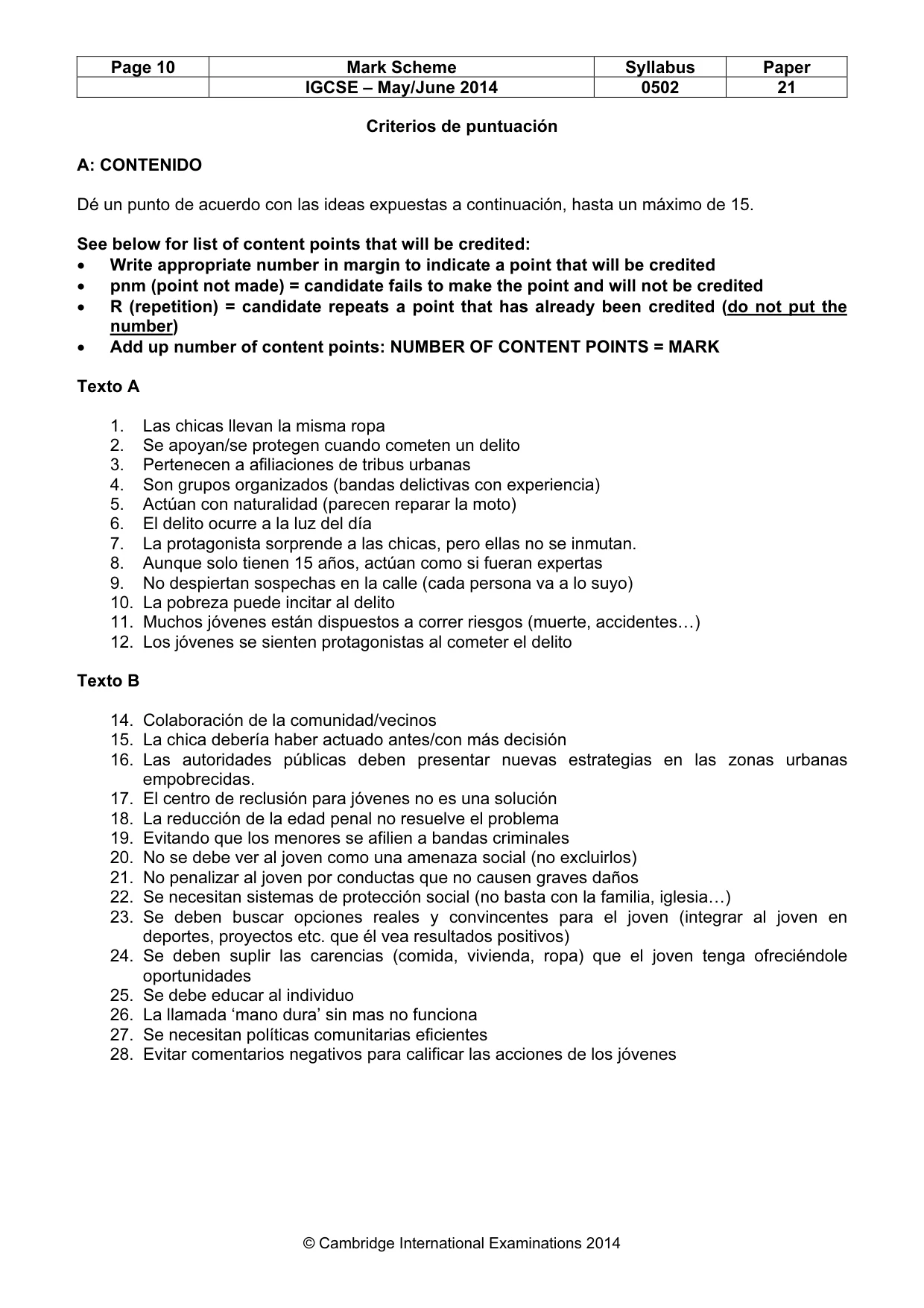 Mark scheme, page 10 of 11