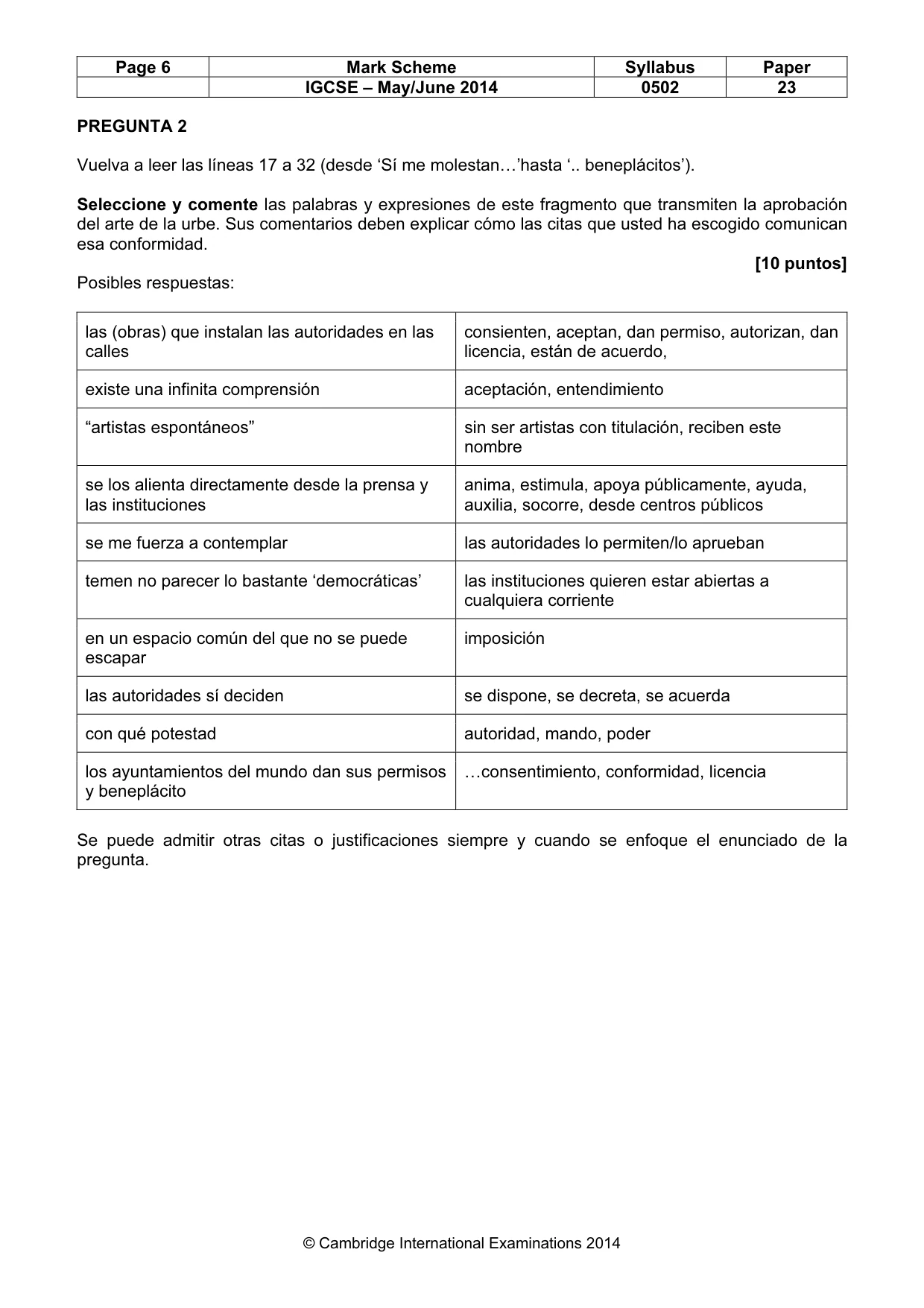 Mark scheme, page 6 of 11