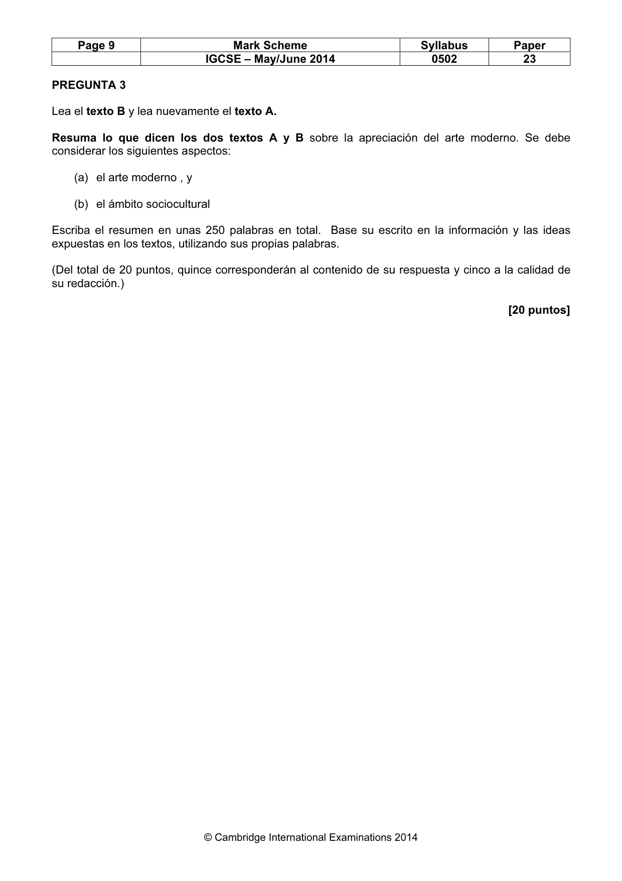 Mark scheme, page 9 of 11