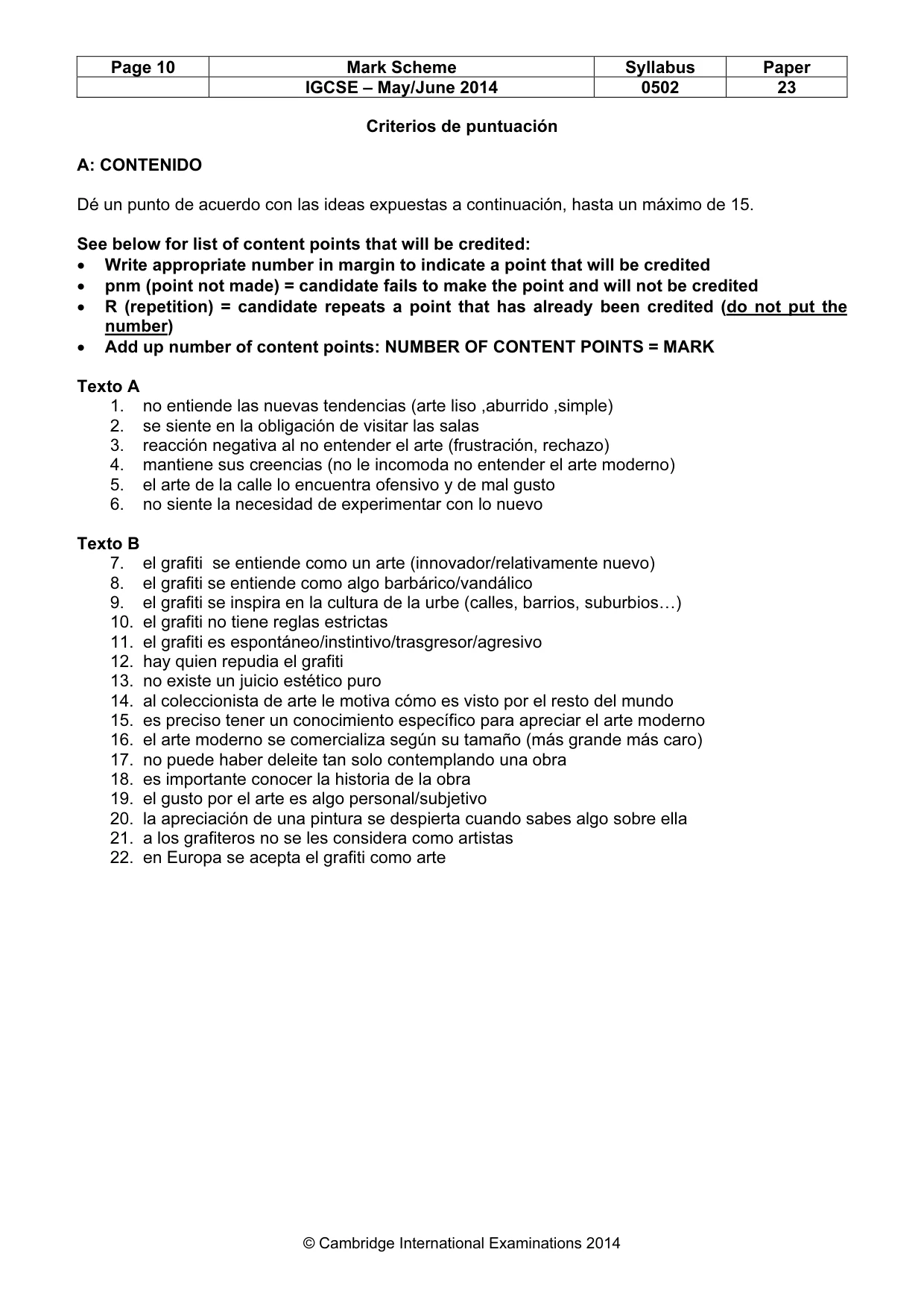 Mark scheme, page 10 of 11