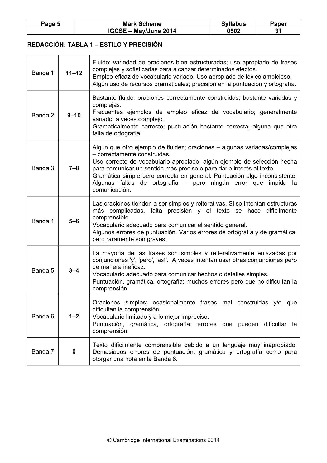 Mark scheme, page 5 of 8