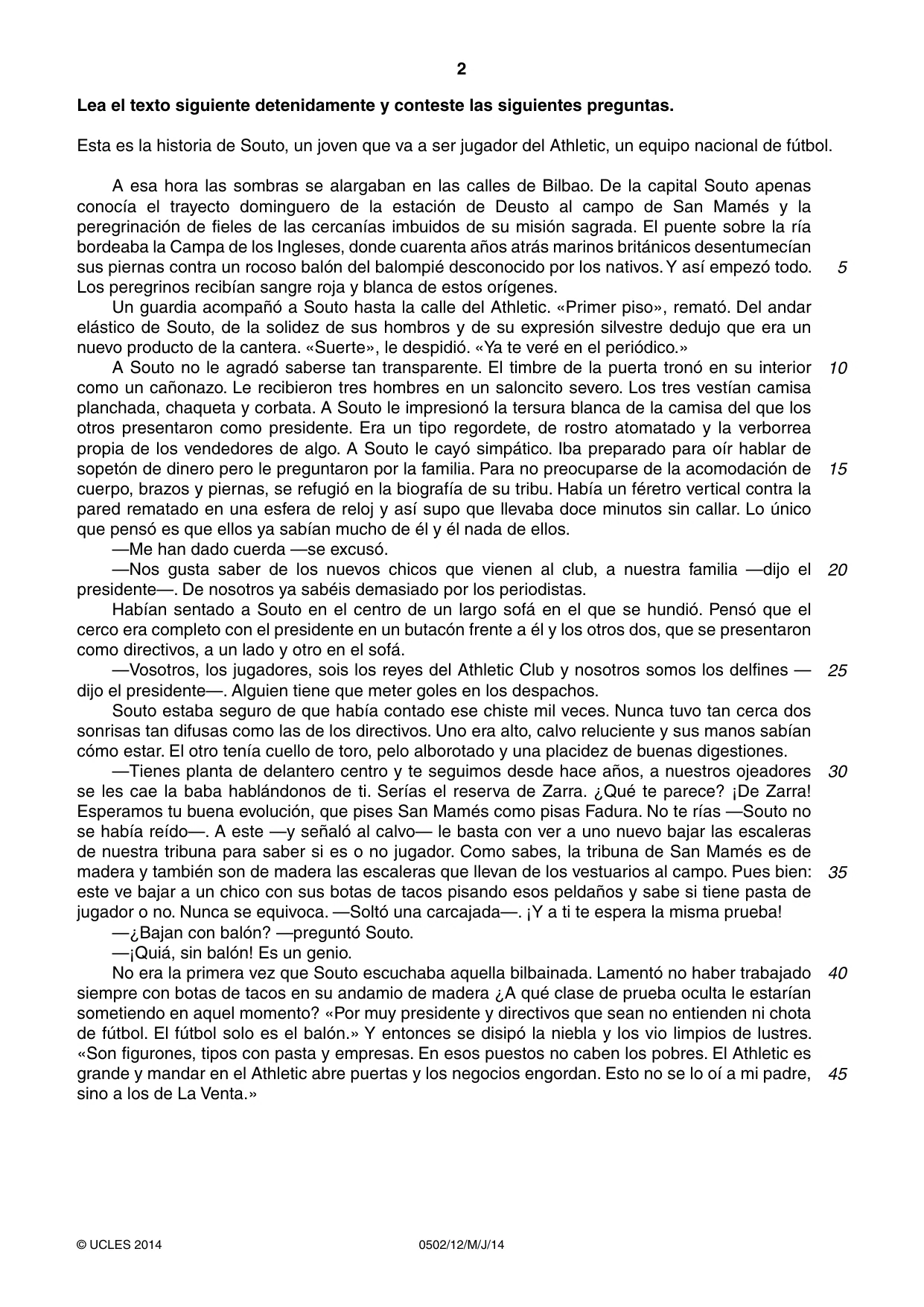 Cambridge IGCSE Spanish - First Language 0502 2014 May/June Paper 1 · Variant 2 question paper, page 2 of 4