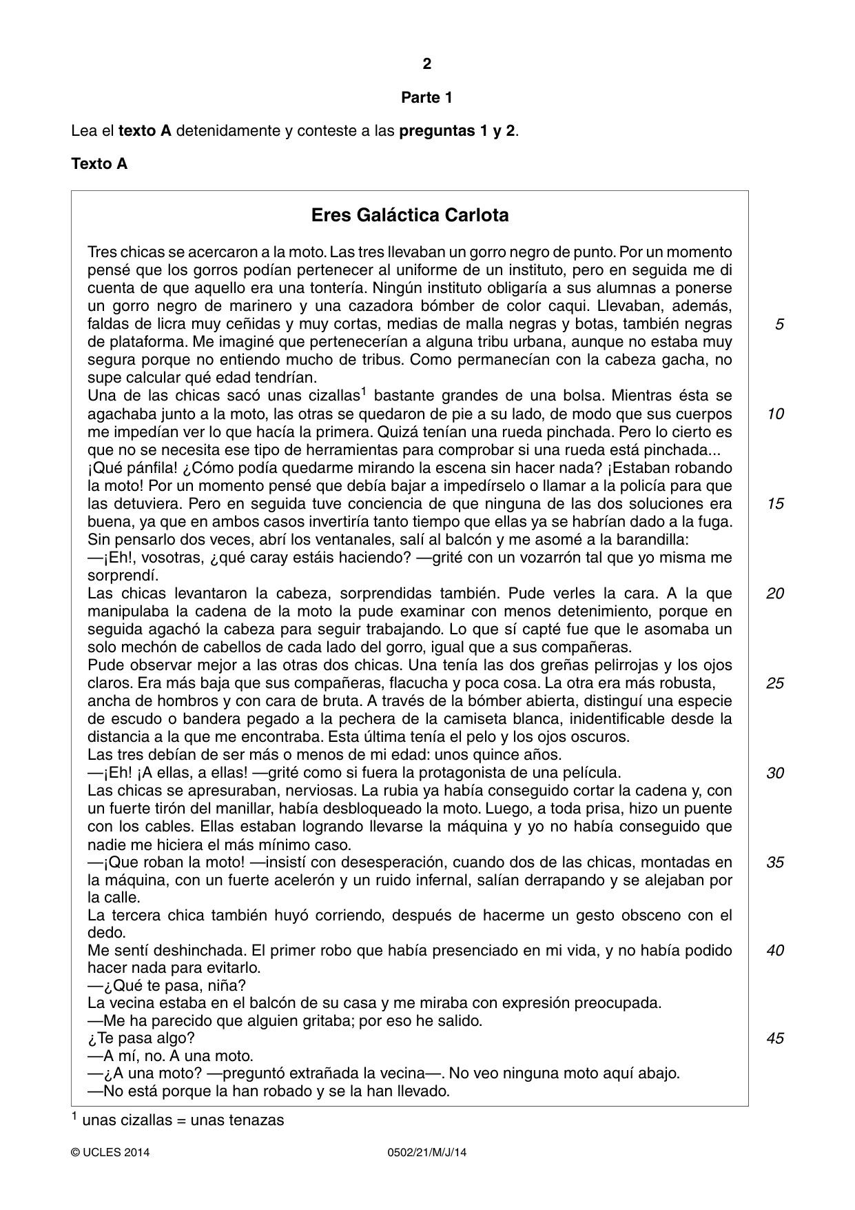 Cambridge IGCSE Spanish - First Language 0502 2014 May/June Paper 2 · Variant 1 question paper, page 2 of 8