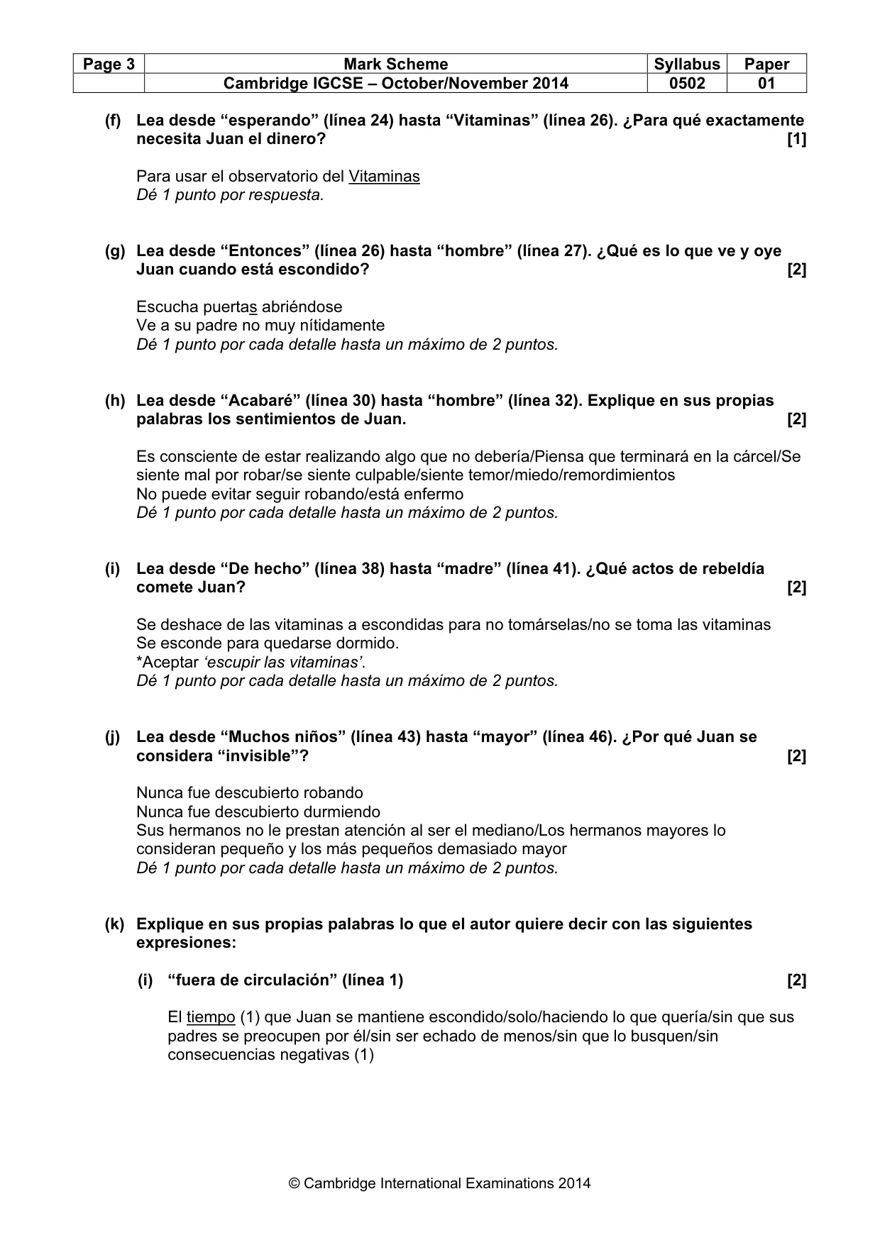 Mark scheme, page 3 of 6