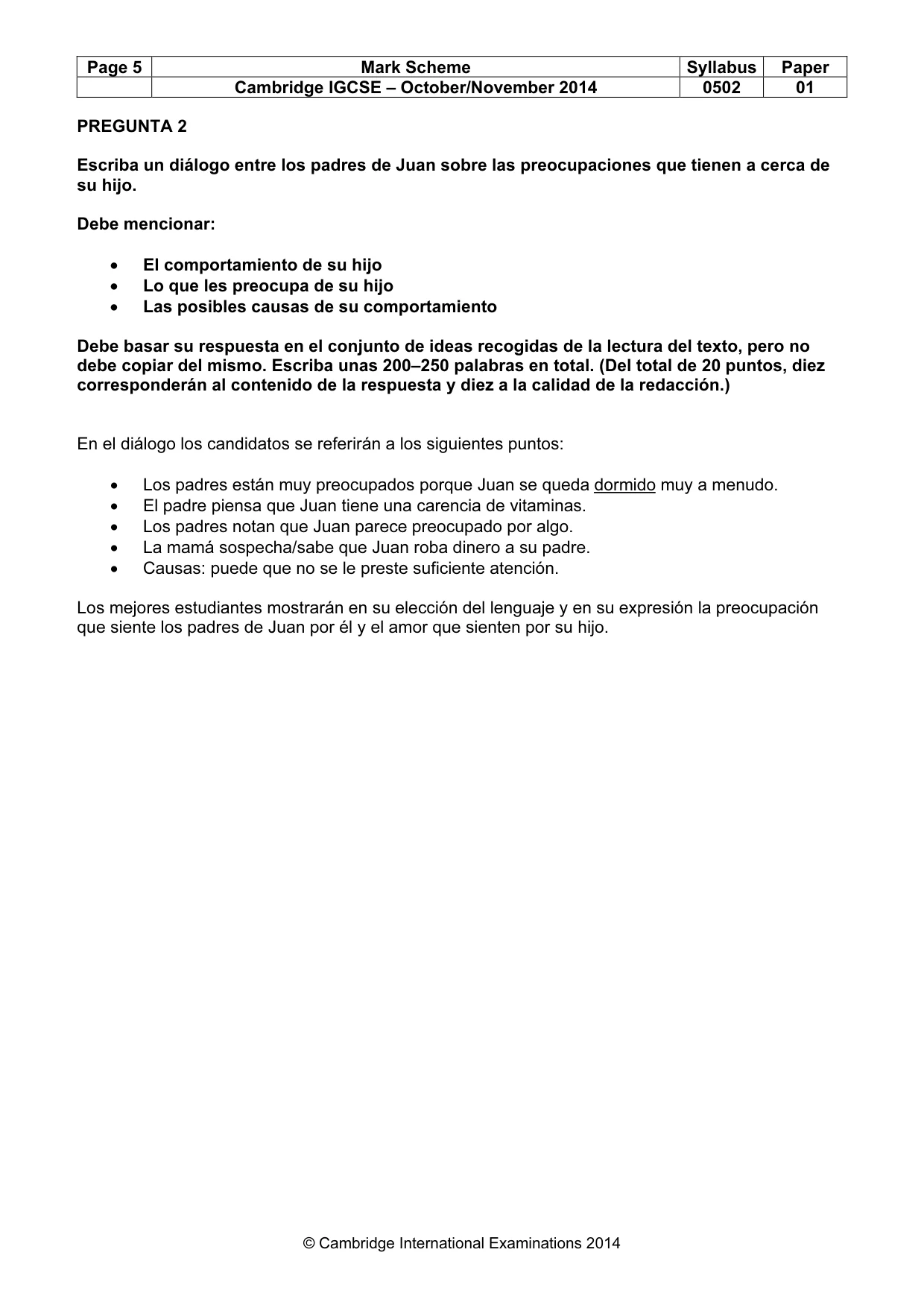 Mark scheme, page 5 of 6