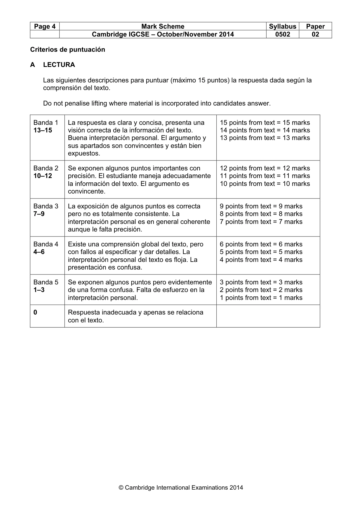 Mark scheme, page 4 of 10