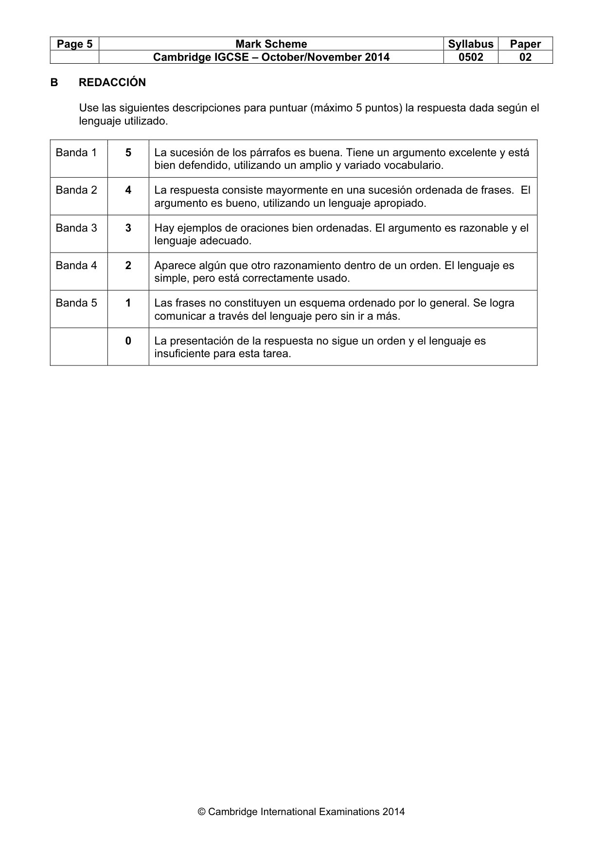 Mark scheme, page 5 of 10