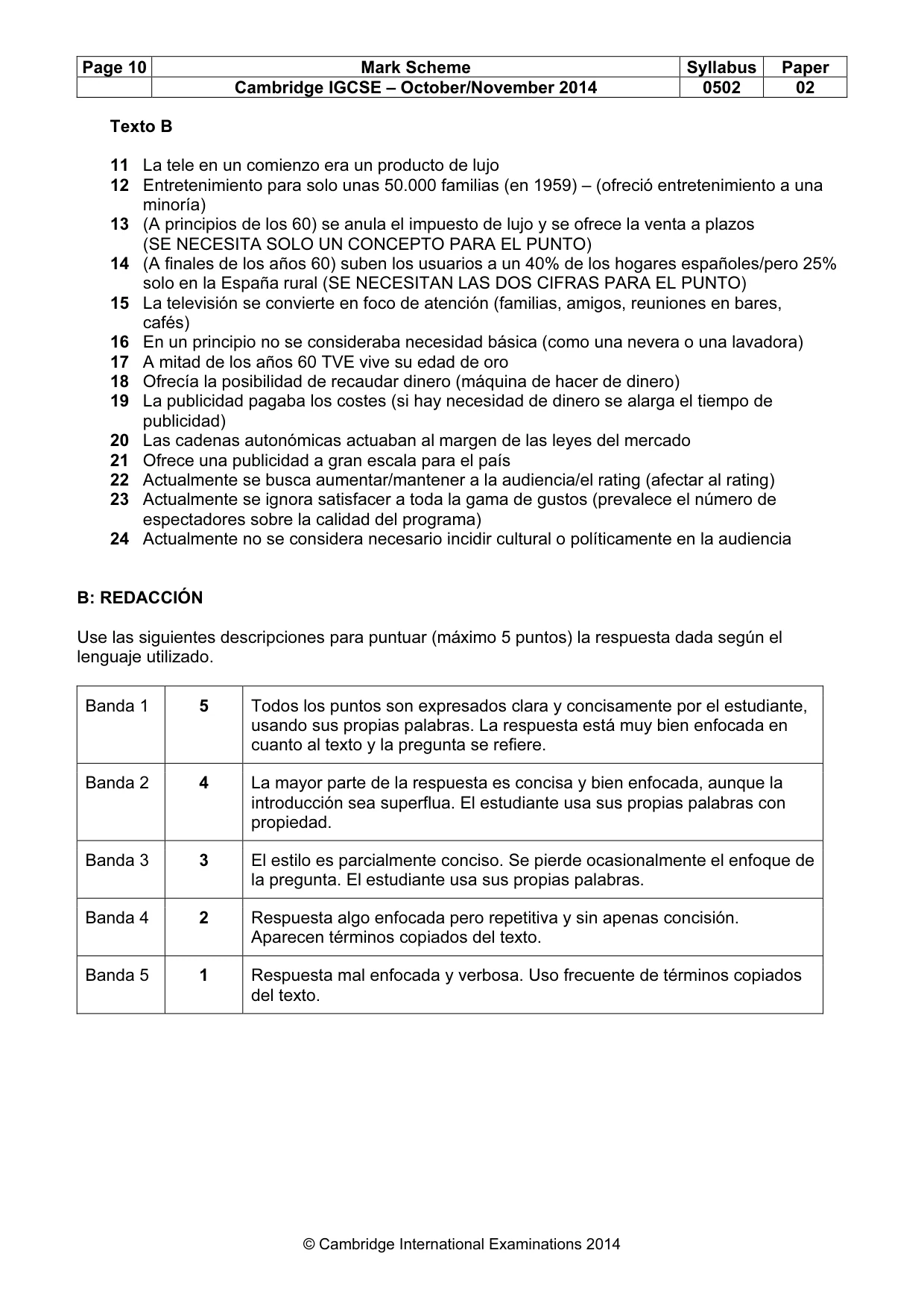 Mark scheme, page 10 of 10
