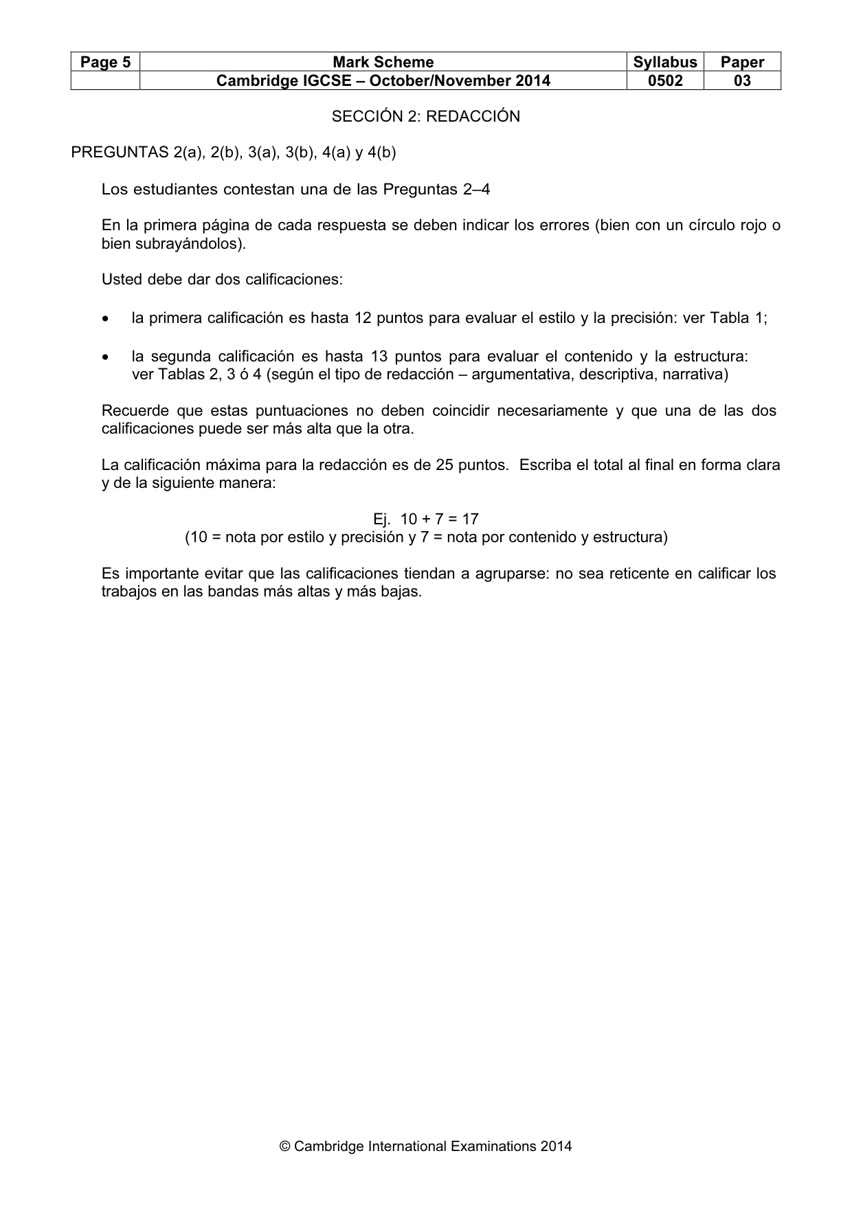 Mark scheme, page 5 of 9