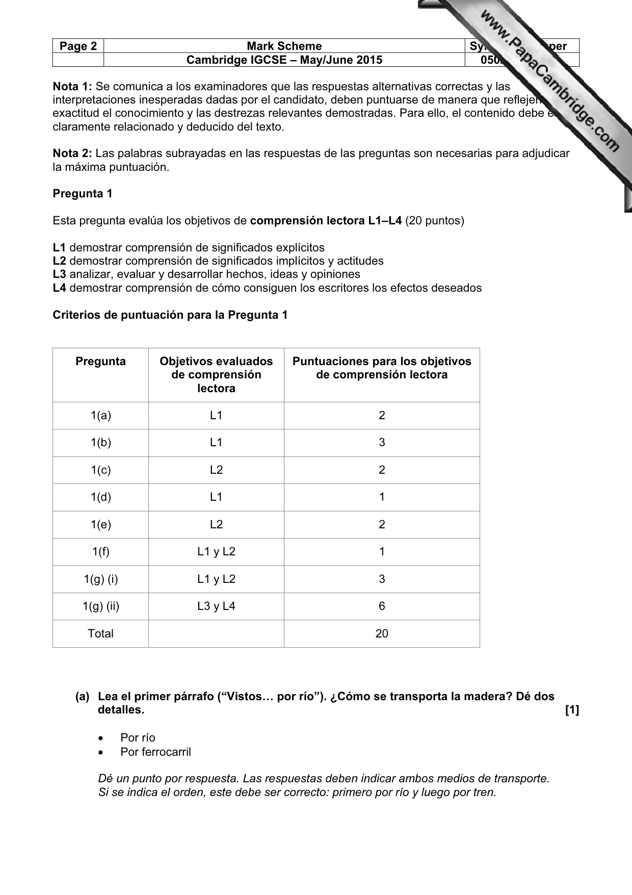 Mark scheme, page 2 of 10