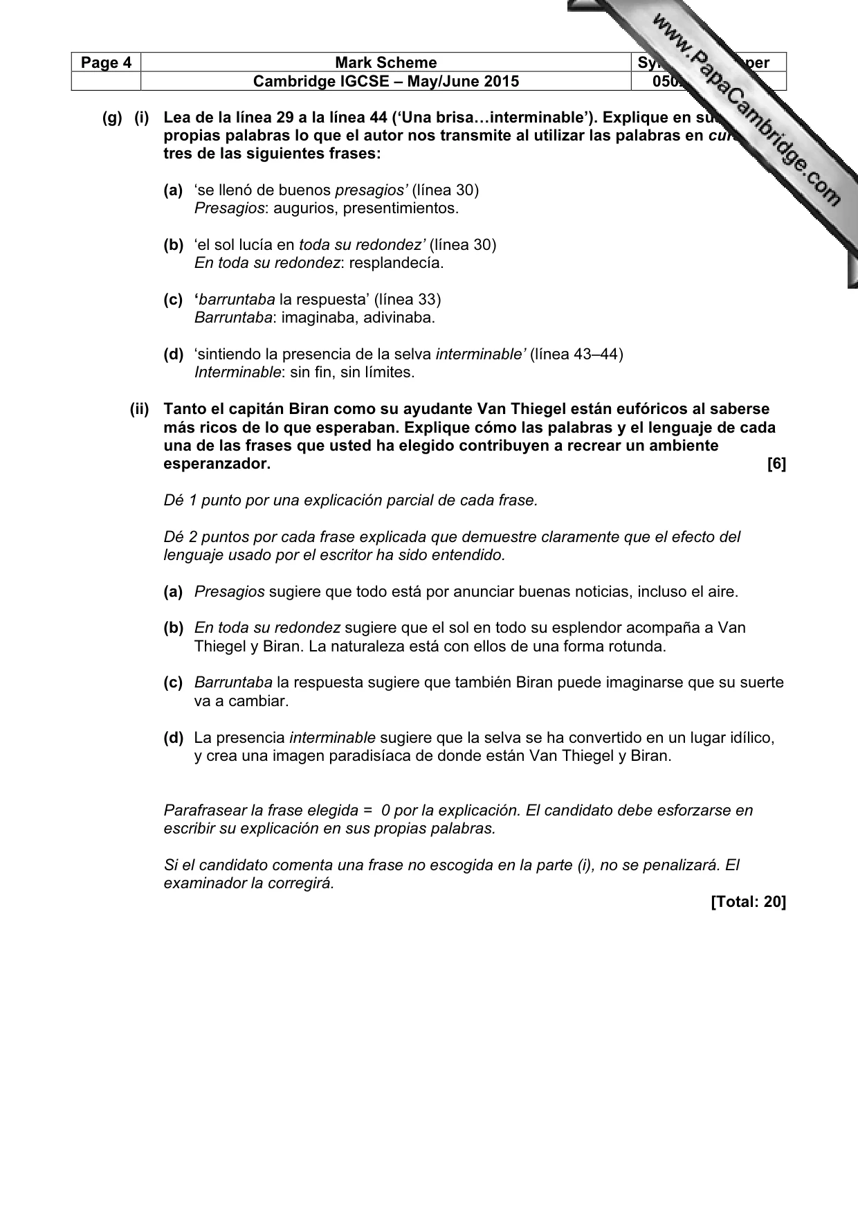 Mark scheme, page 4 of 10