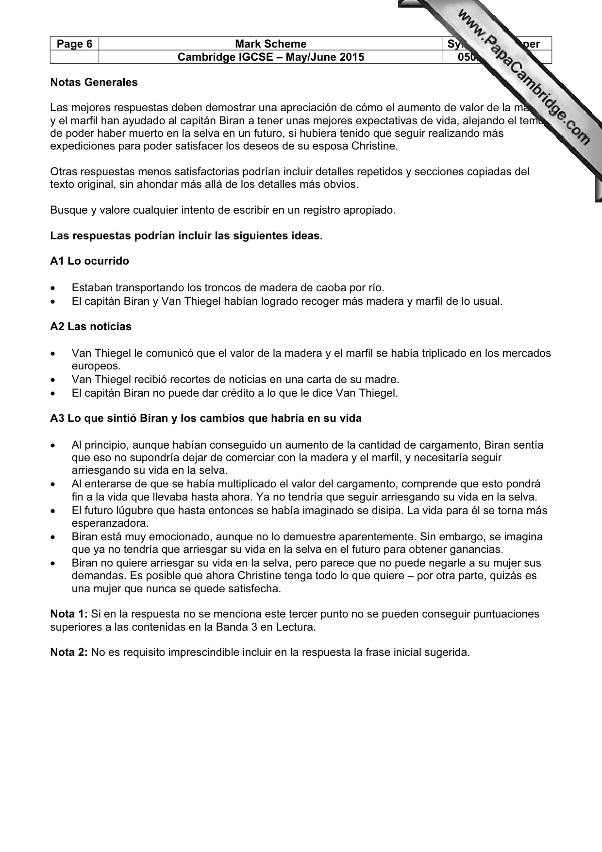 Mark scheme, page 6 of 10