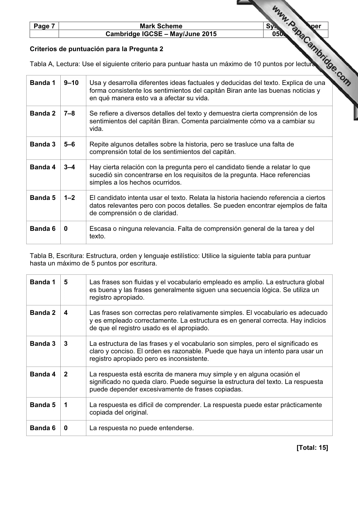 Mark scheme, page 7 of 10