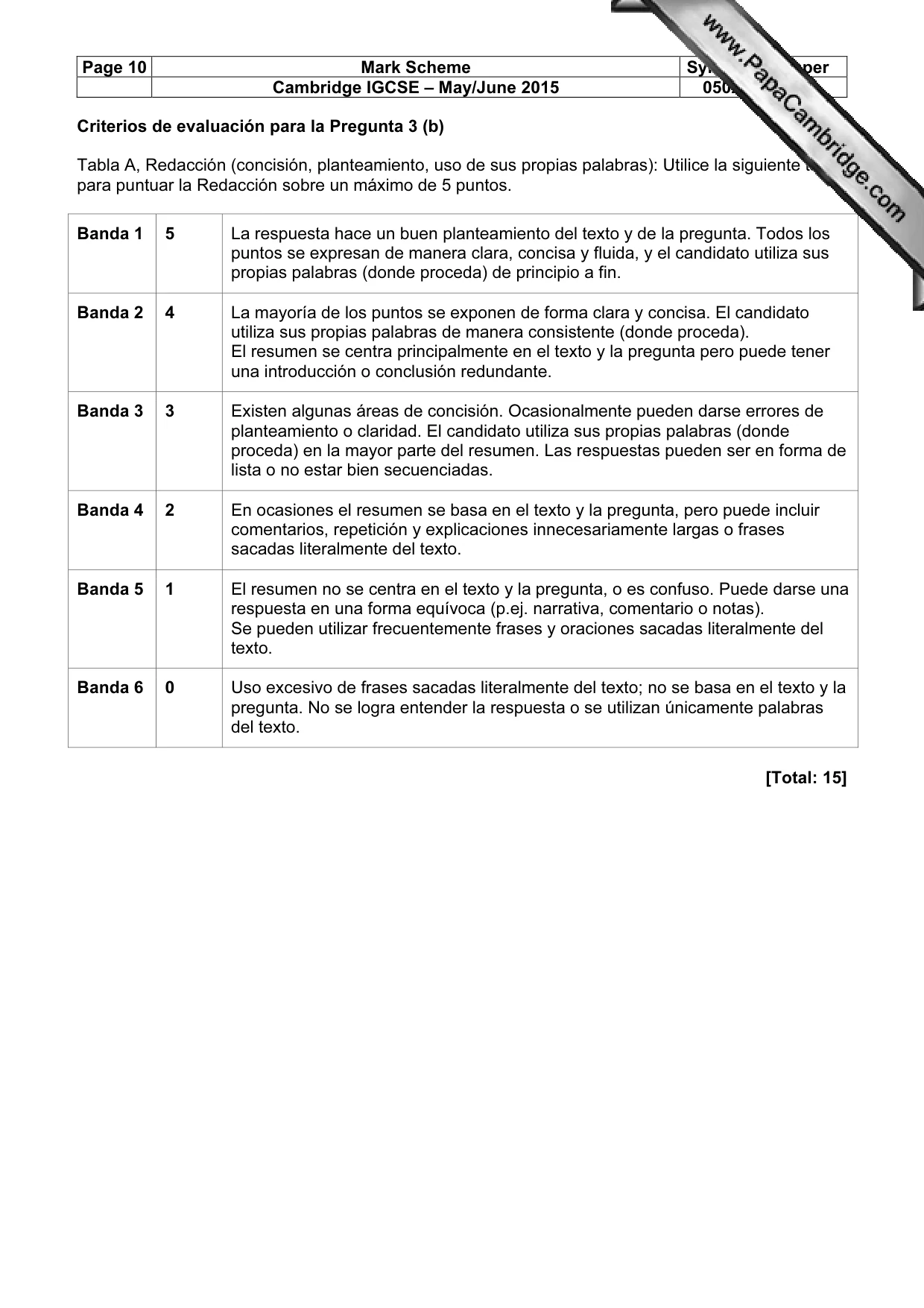 Mark scheme, page 10 of 10