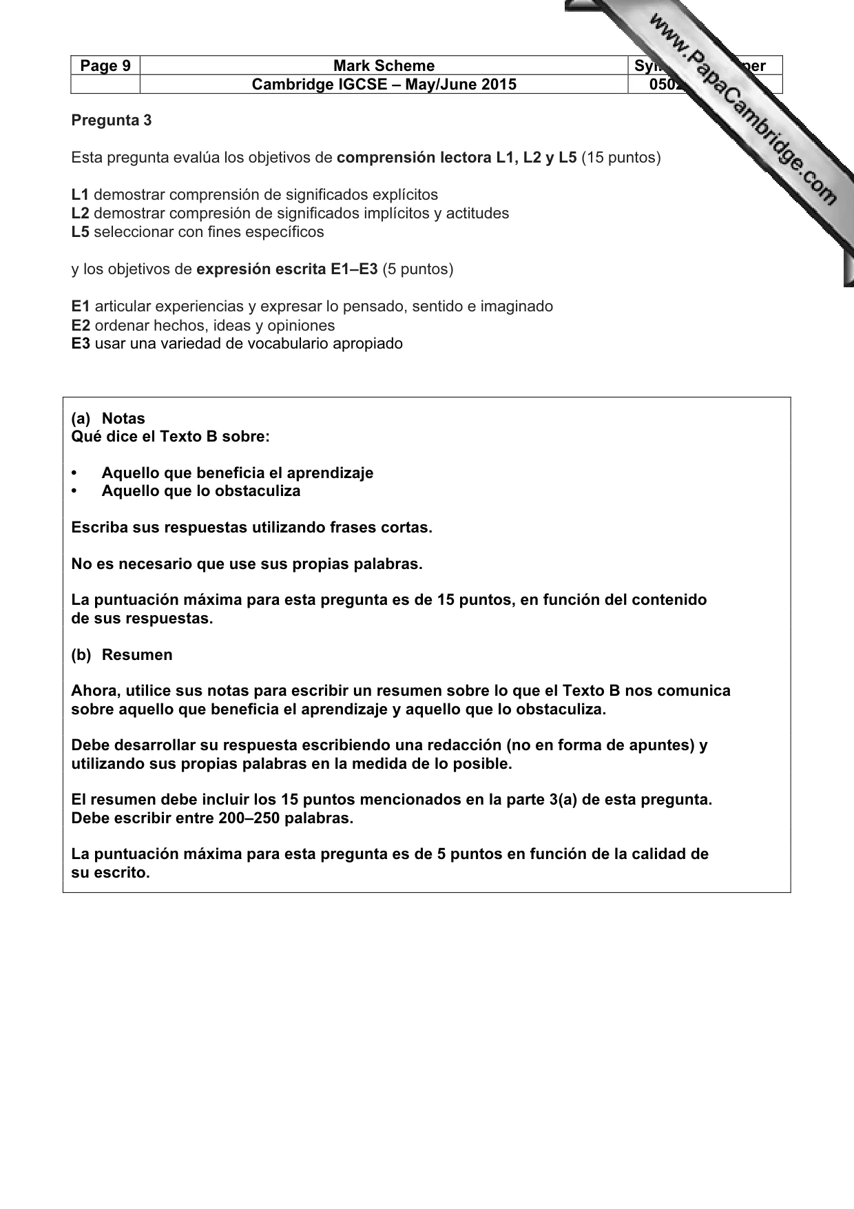 Mark scheme, page 9 of 11