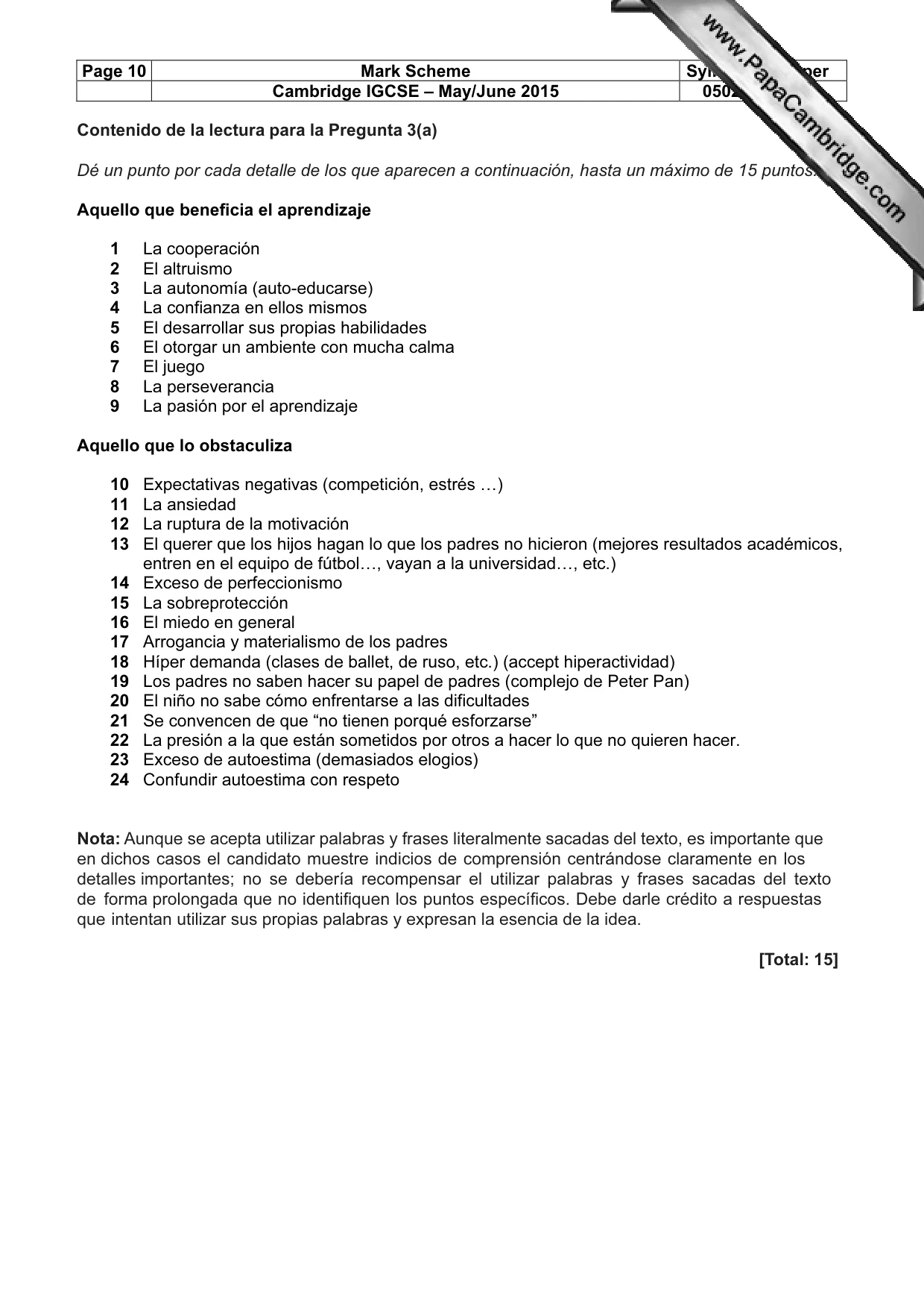 Mark scheme, page 10 of 11