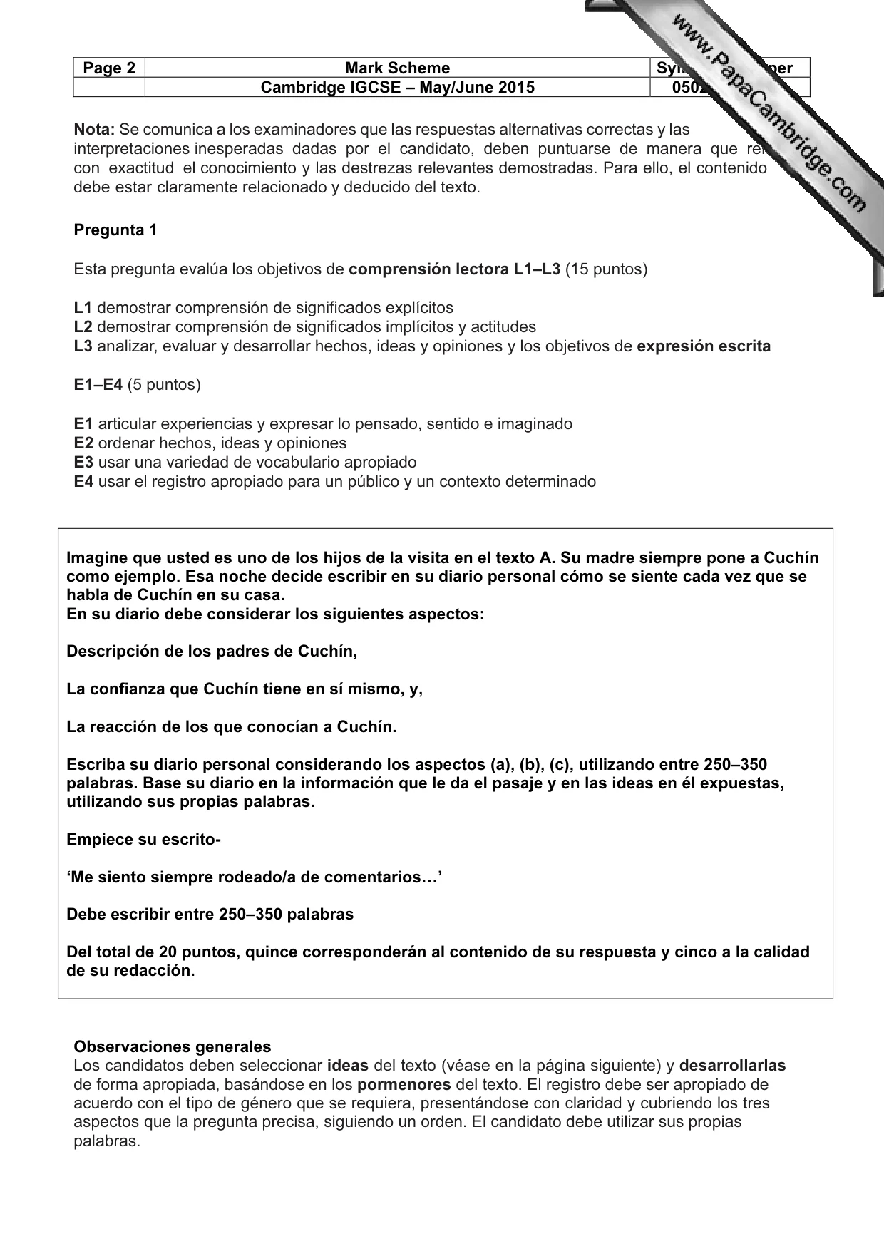Mark scheme, page 2 of 11