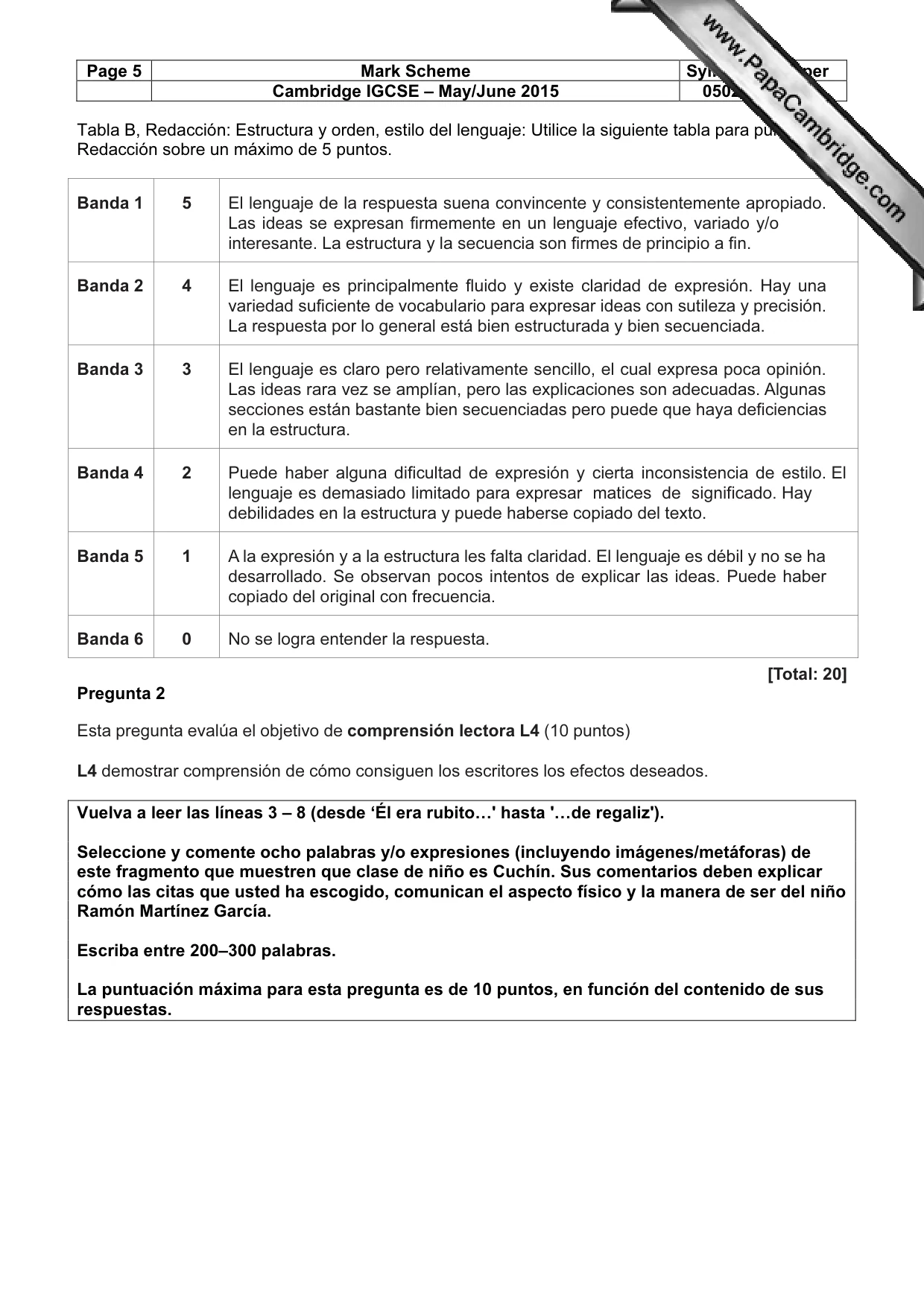 Mark scheme, page 5 of 11
