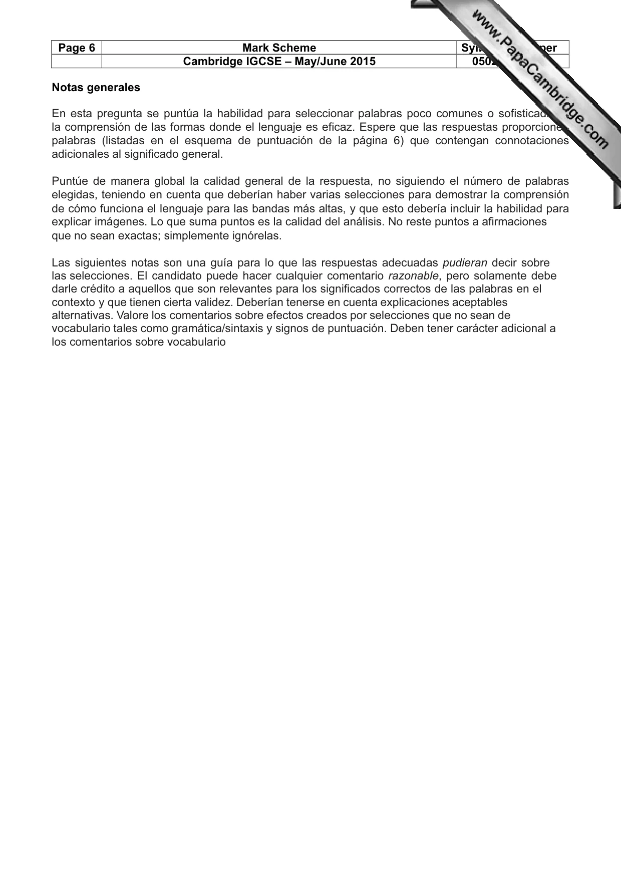 Mark scheme, page 6 of 11