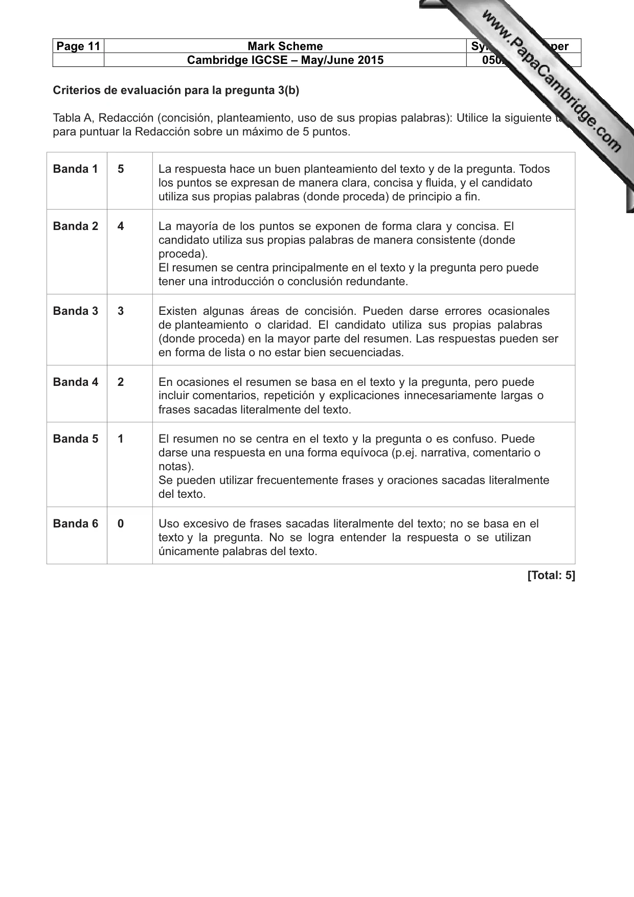 Mark scheme, page 11 of 11