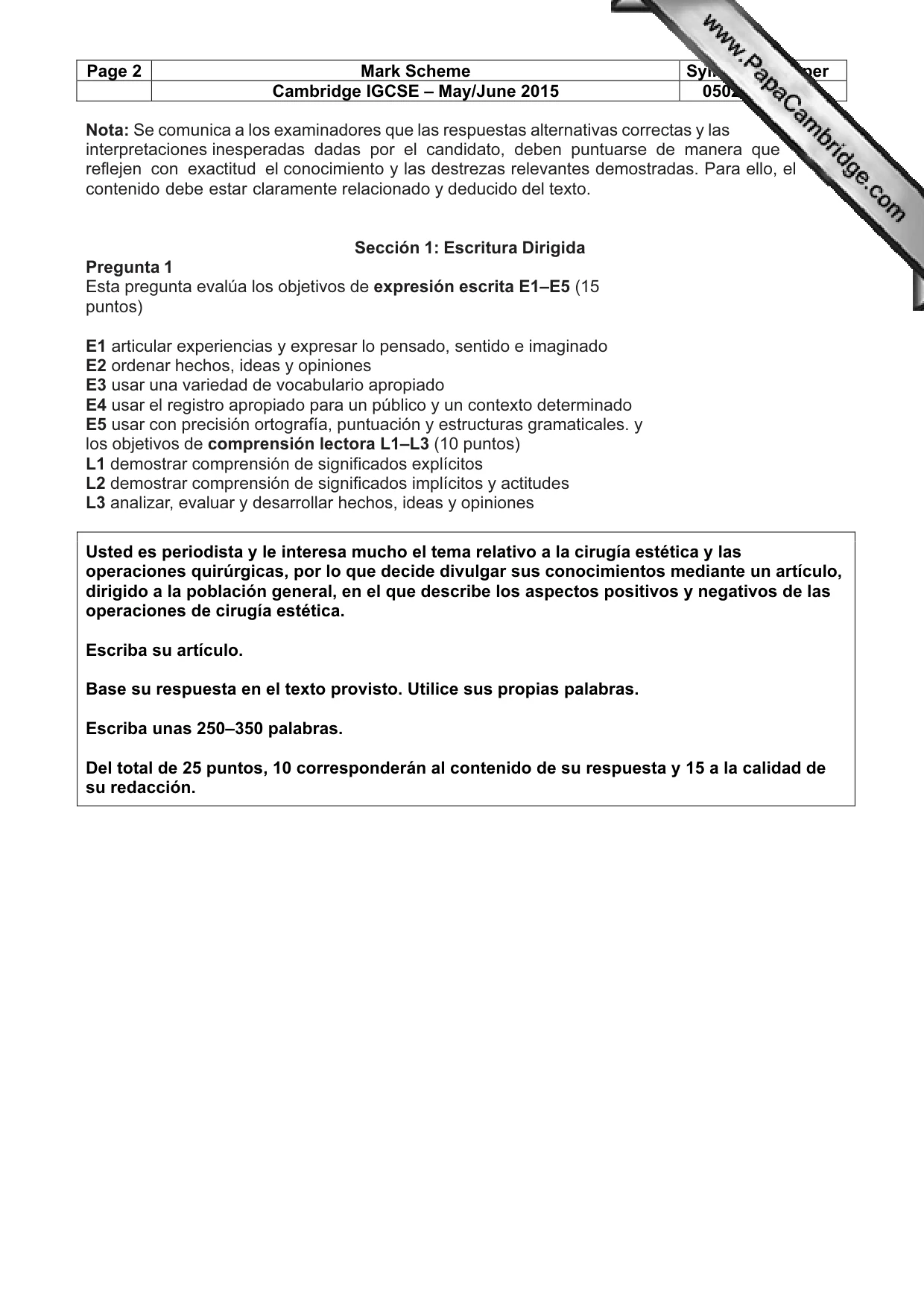 Mark scheme, page 2 of 8