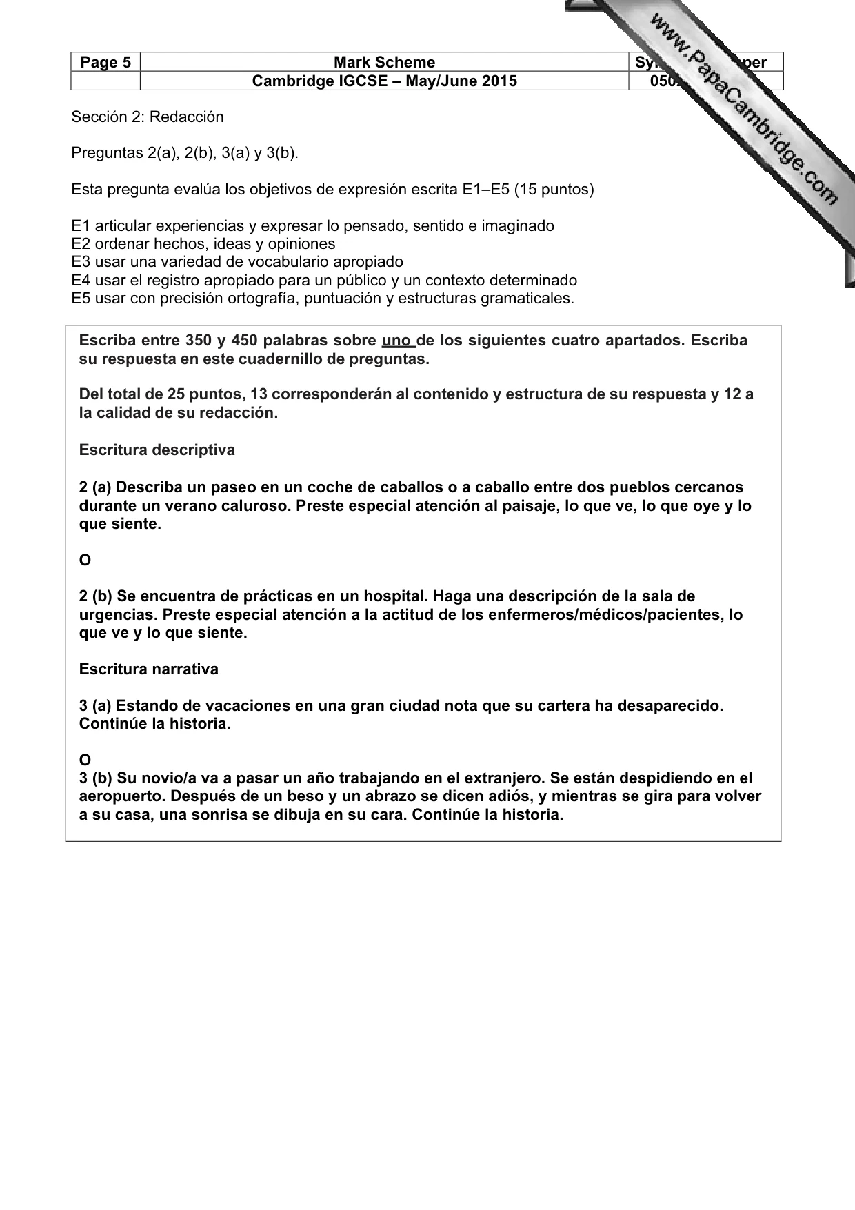Mark scheme, page 5 of 8