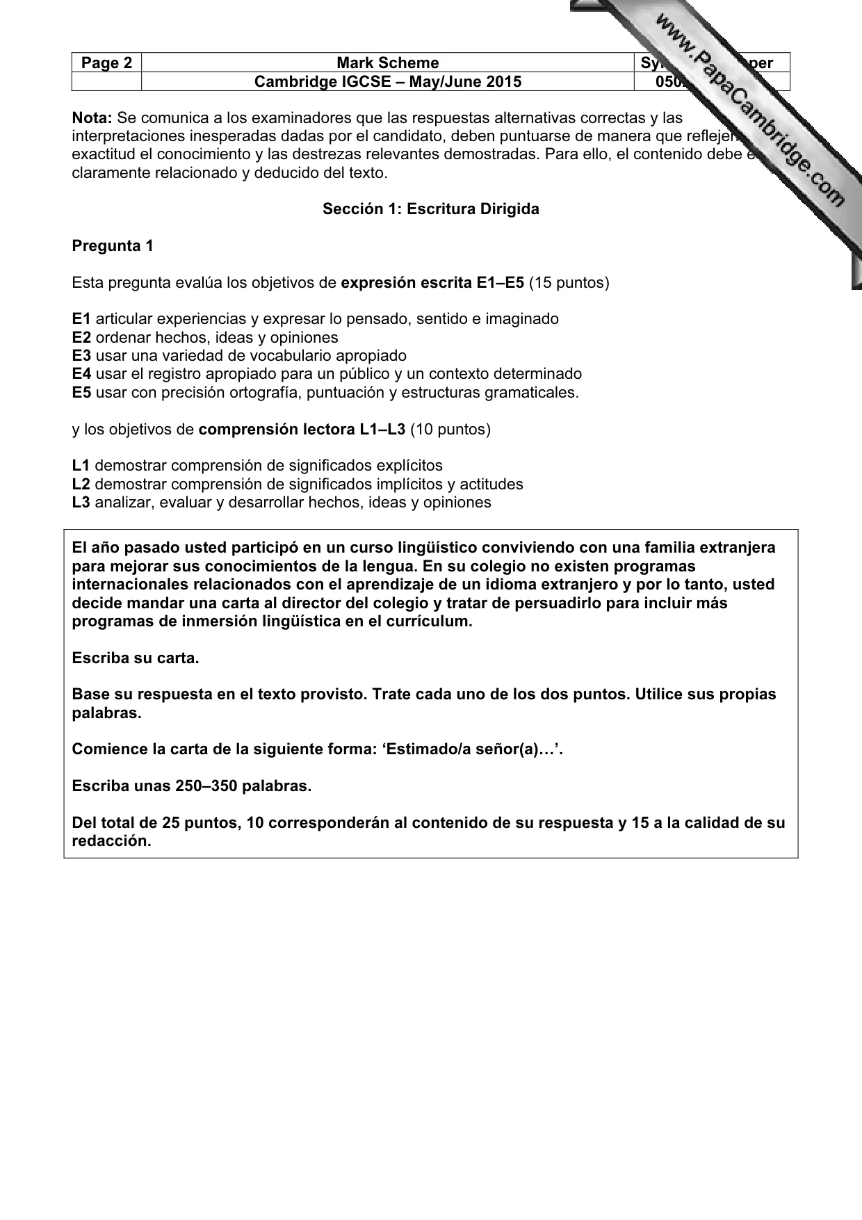 Mark scheme, page 2 of 8