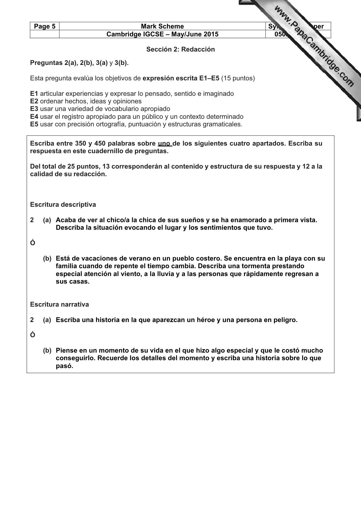 Mark scheme, page 5 of 8