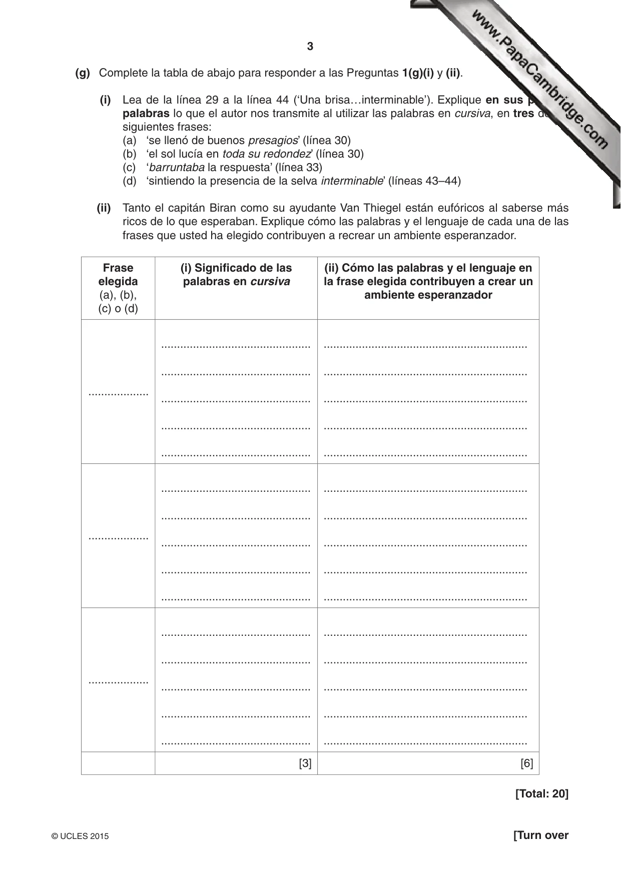 Cambridge IGCSE Spanish - First Language 0502 2015 May/June Paper 1 · Variant 1 question paper, page 3 of 12