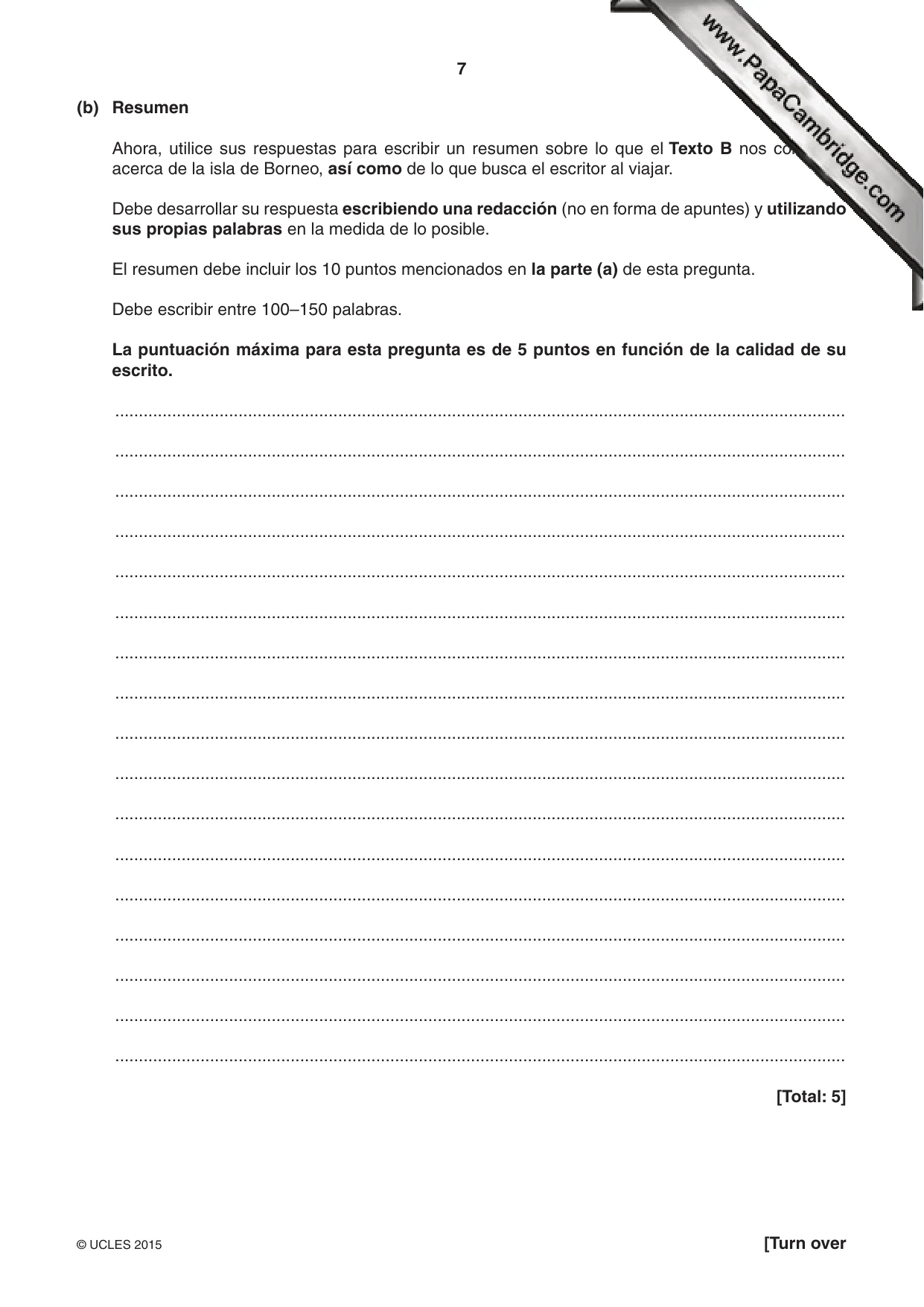 Cambridge IGCSE Spanish - First Language 0502 2015 May/June Paper 1 · Variant 3 question paper, page 7 of 12