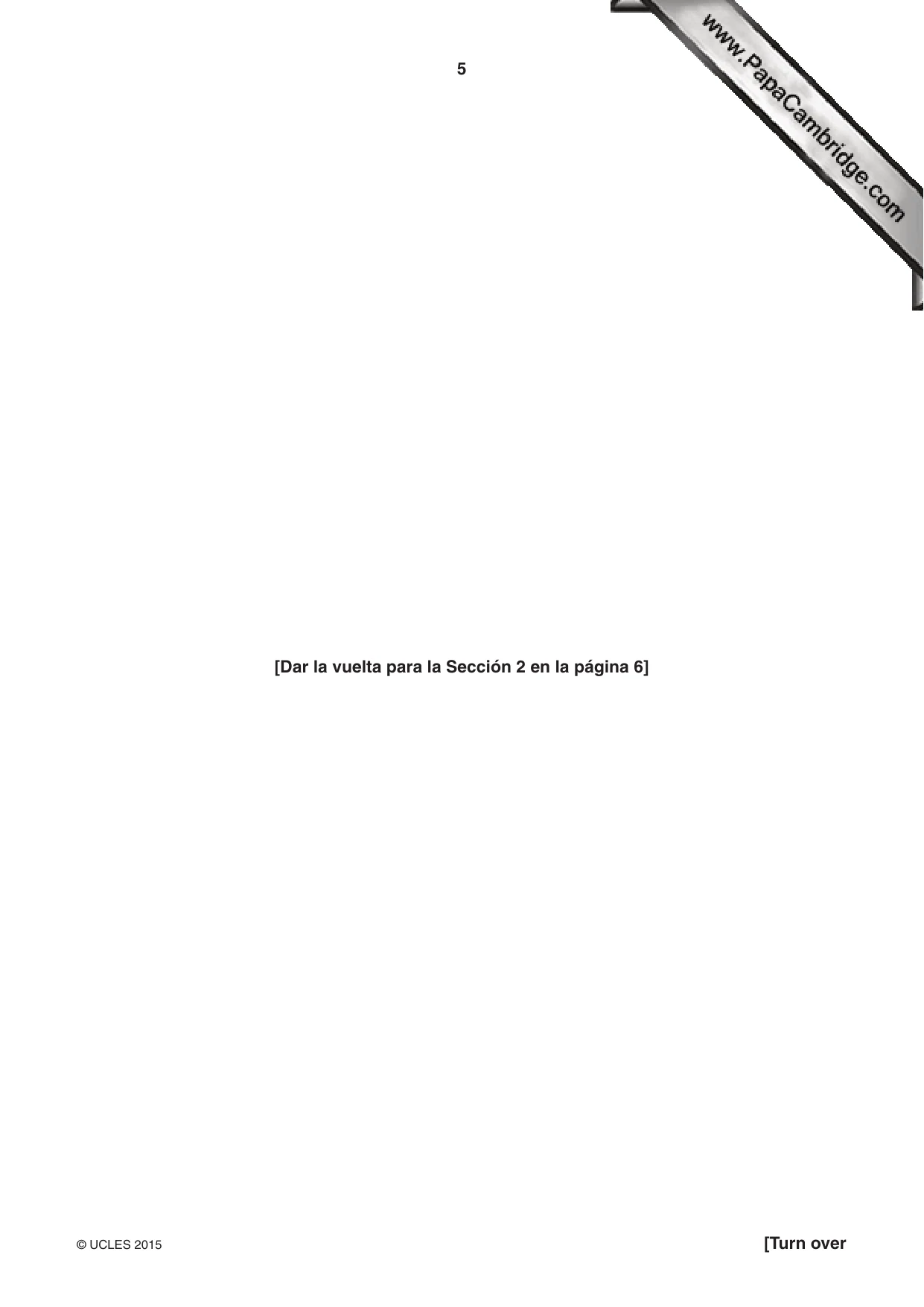 Cambridge IGCSE Spanish - First Language 0502 2015 May/June Paper 3 · Variant 1 question paper, page 5 of 12