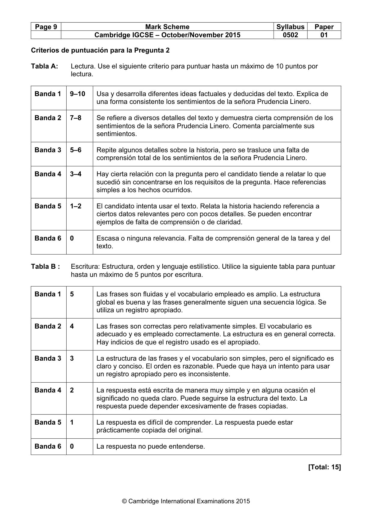 Mark scheme, page 9 of 12
